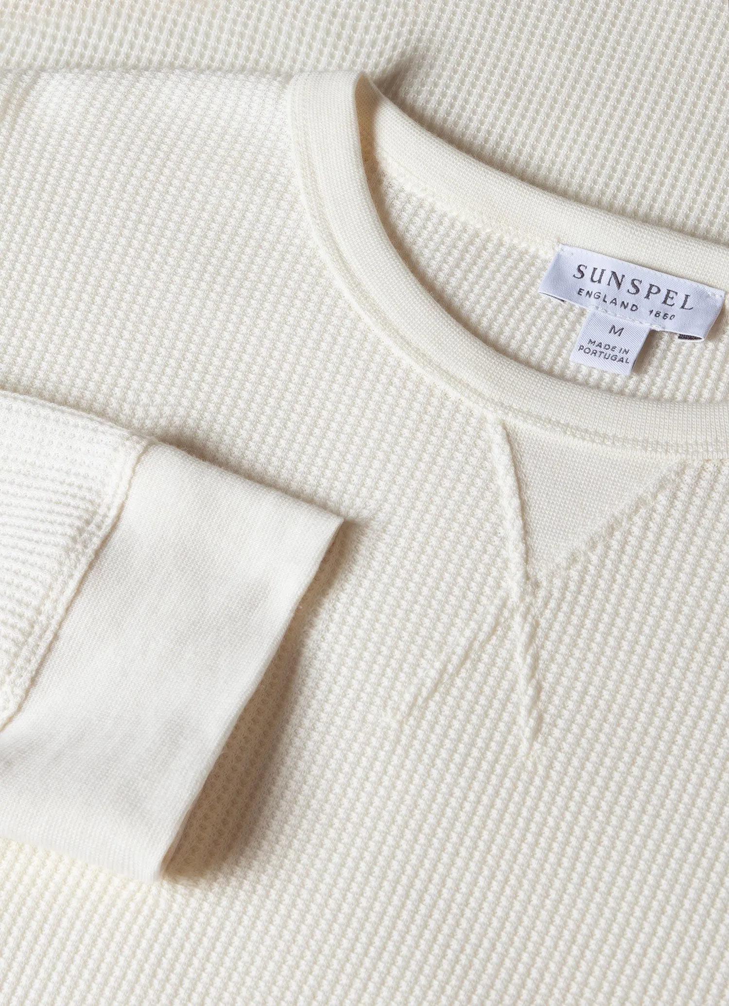 Men's Long Sleeve Waffle T-shirt in Ecru sold by Sunspel product image thumbnail 4