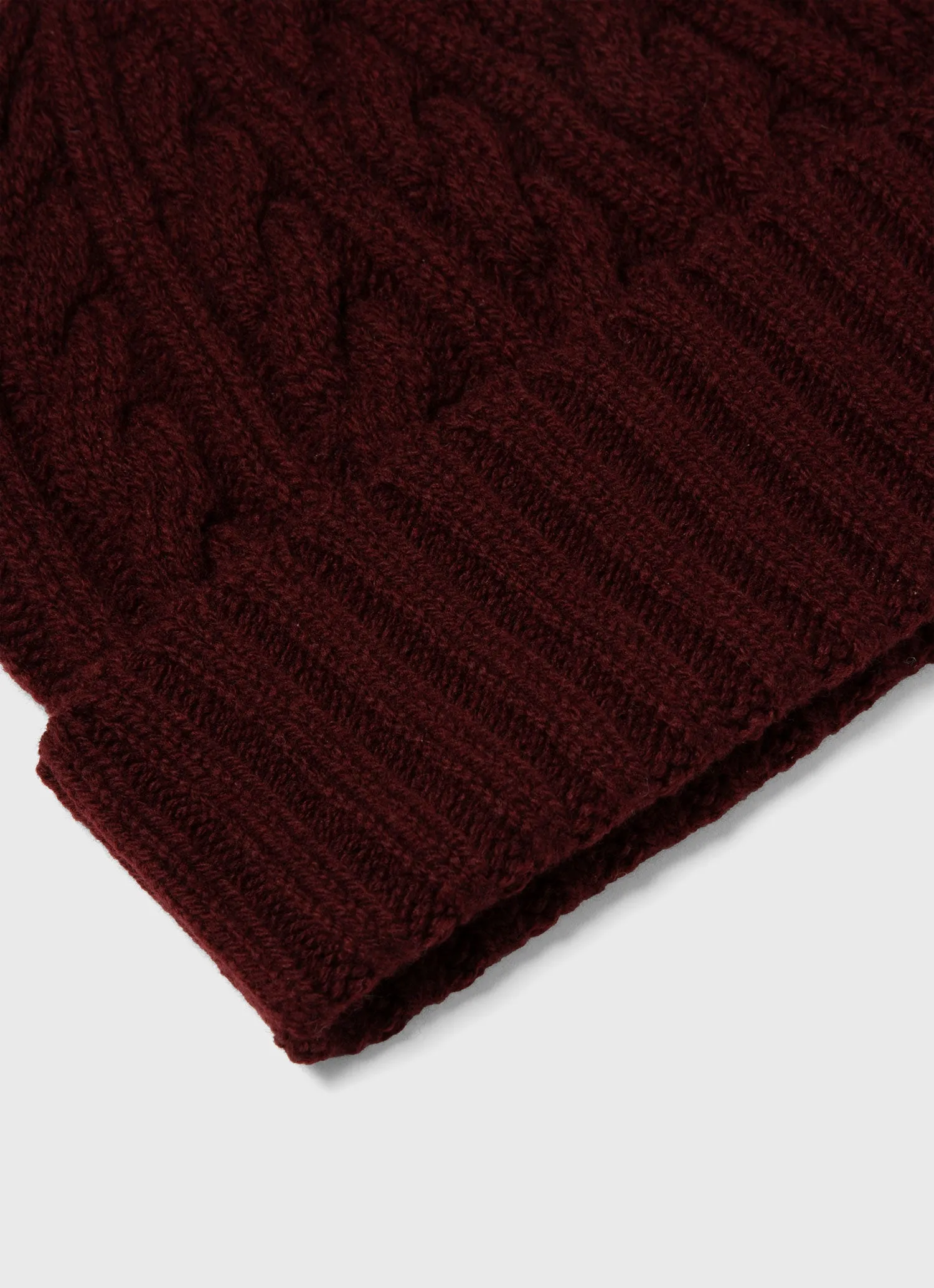 Lambswool Cable Hat in Maroon sold by Sunspel product image thumbnail 2