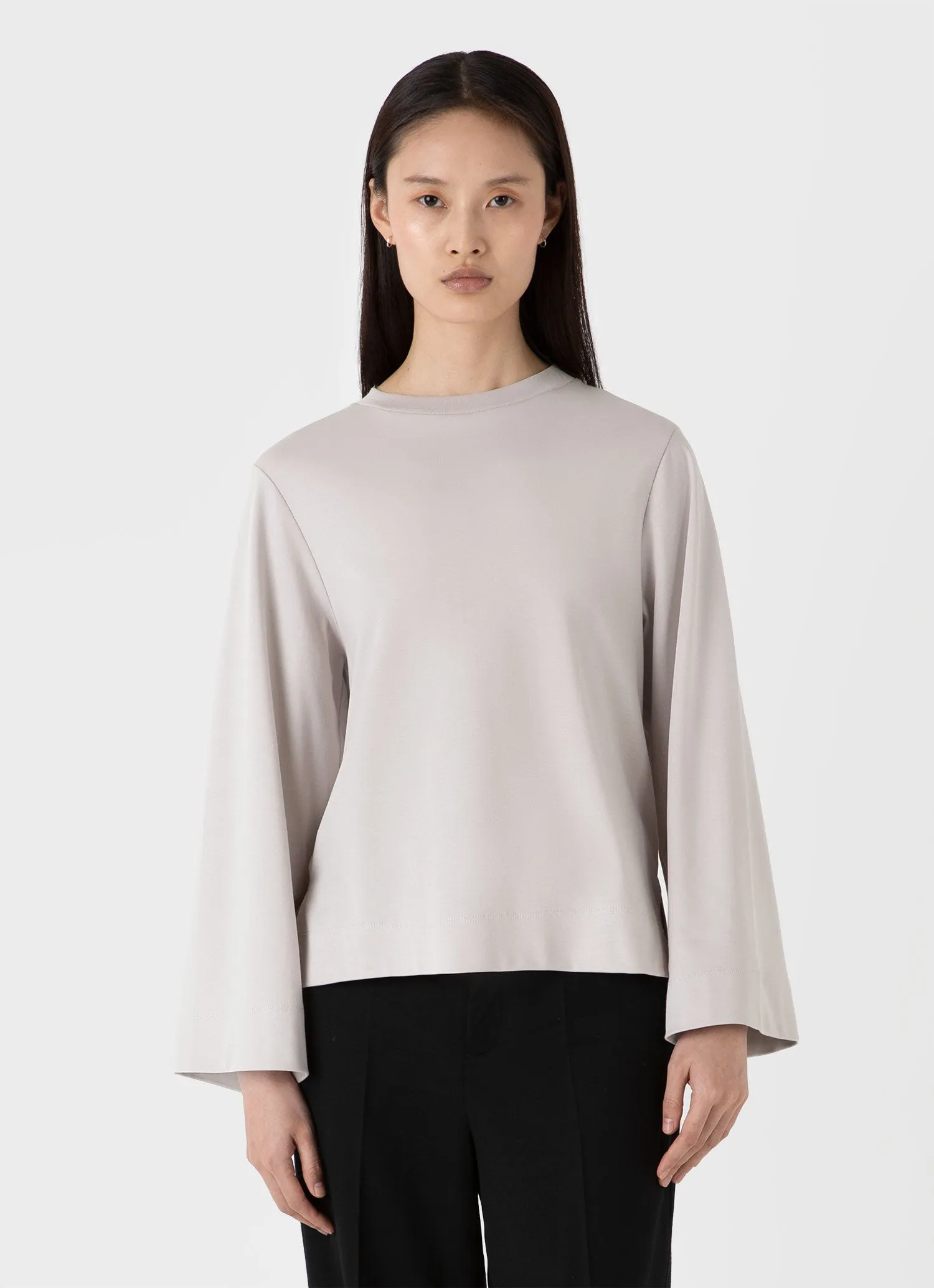 Women's Wide Sleeve T-shirt in Putty sold by Sunspel