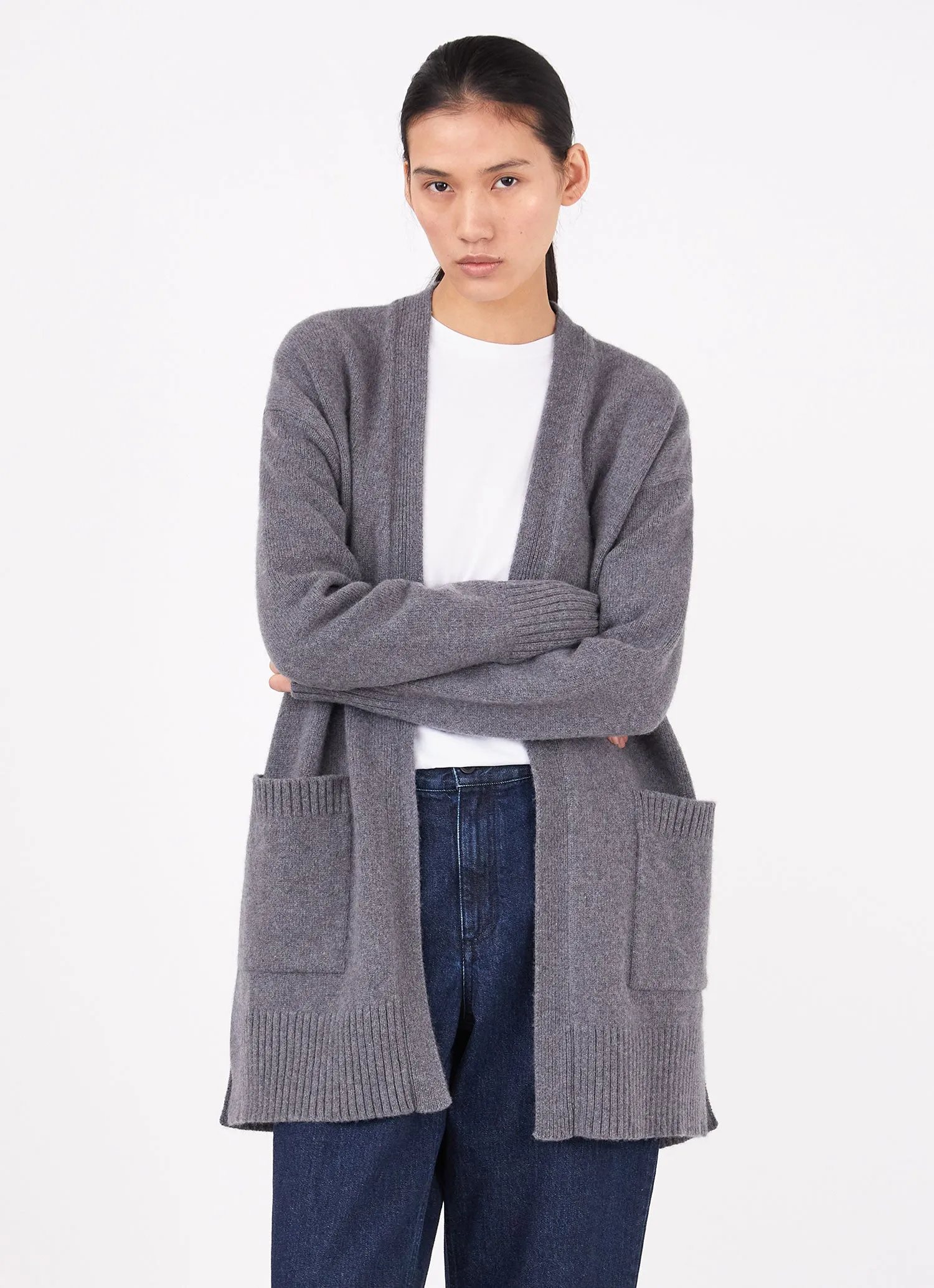 Women's Cardigan Coat in Mid Grey Melange sold by Sunspel product image thumbnail 2