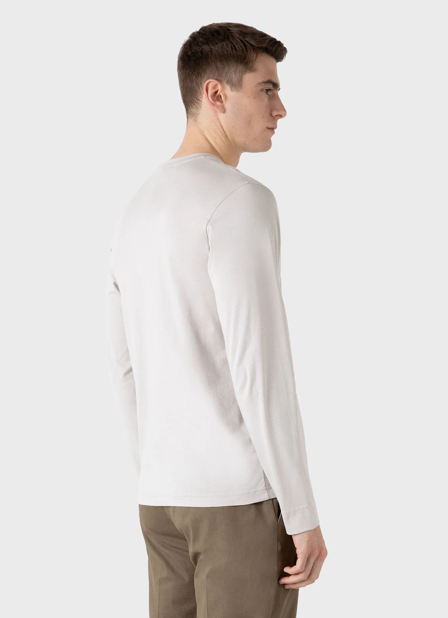 Men's Long Sleeve Riviera Midweight T-shirt in Putty sold by Sunspel product image thumbnail 5