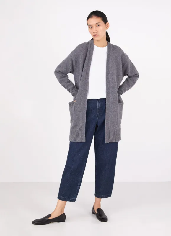 Women's Cardigan Coat in Mid Grey Melange sold by Sunspel