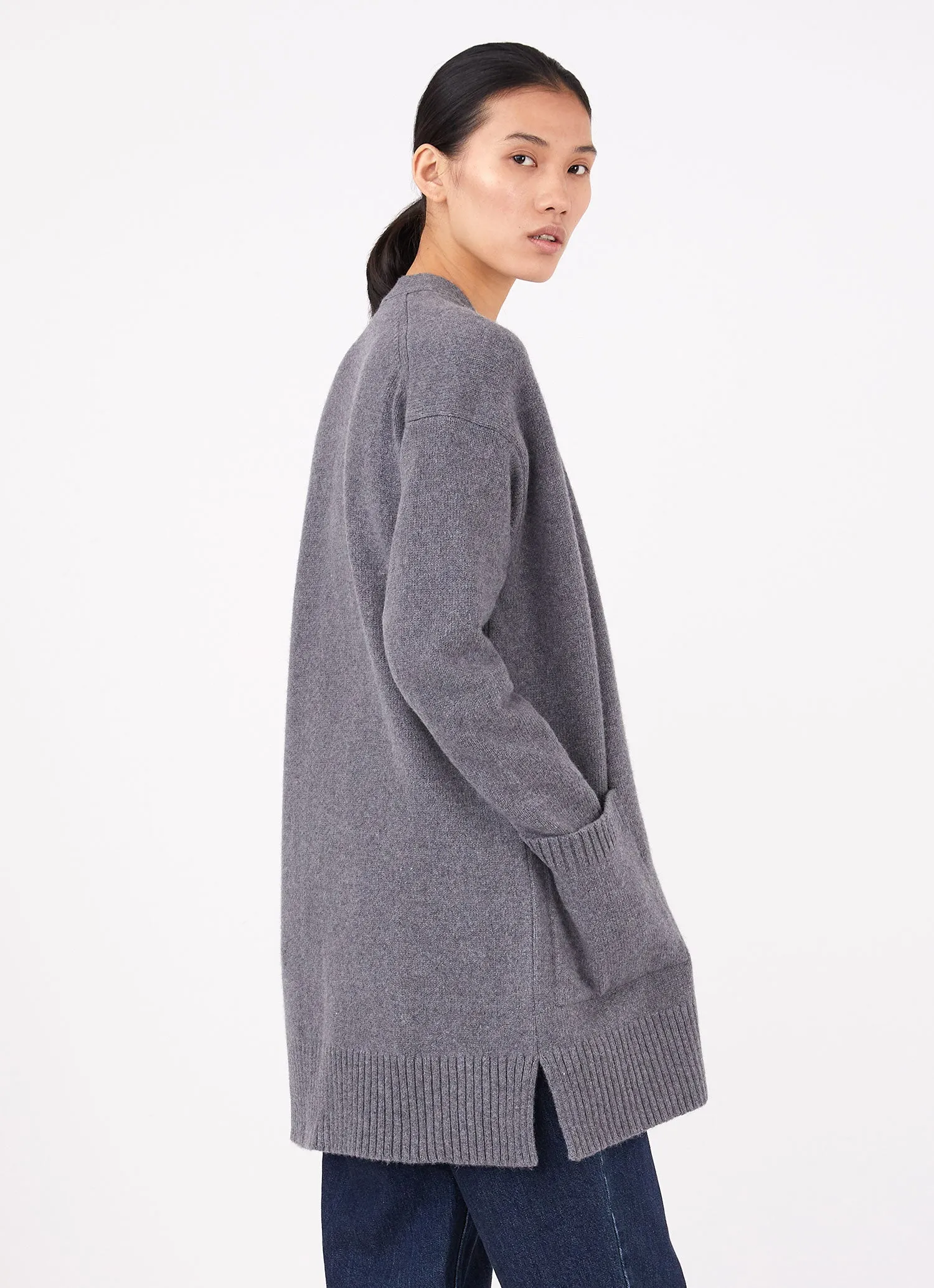 Women's Cardigan Coat in Mid Grey Melange sold by Sunspel product image thumbnail 4