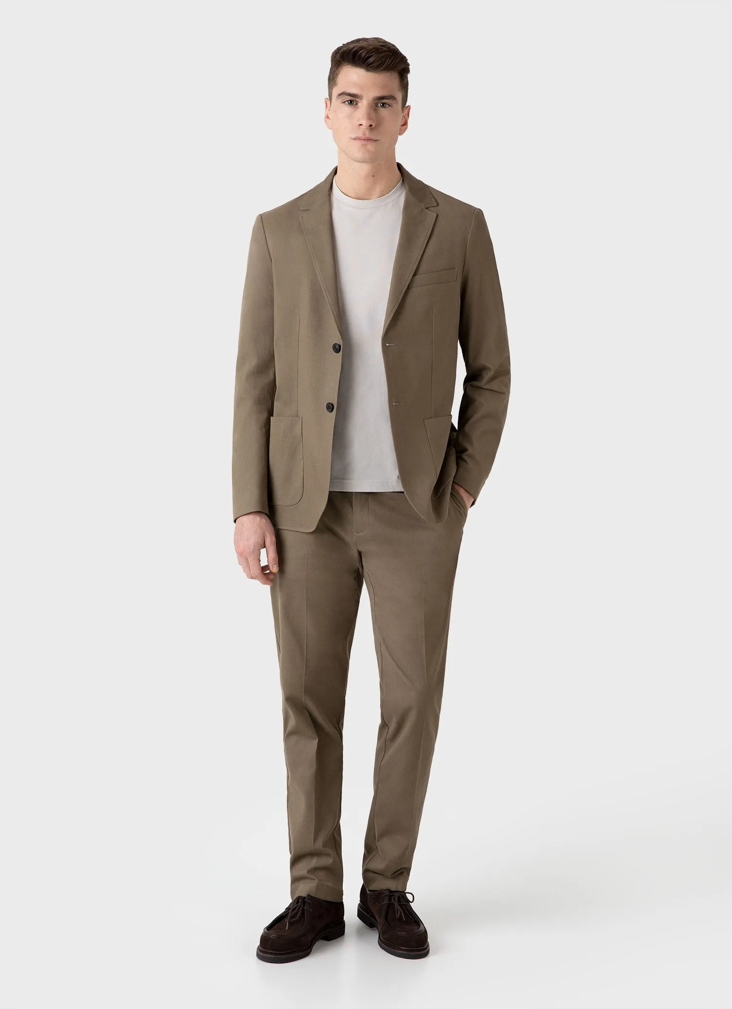 Men's Long Sleeve Riviera Midweight T-shirt in Putty sold by Sunspel product image thumbnail 3