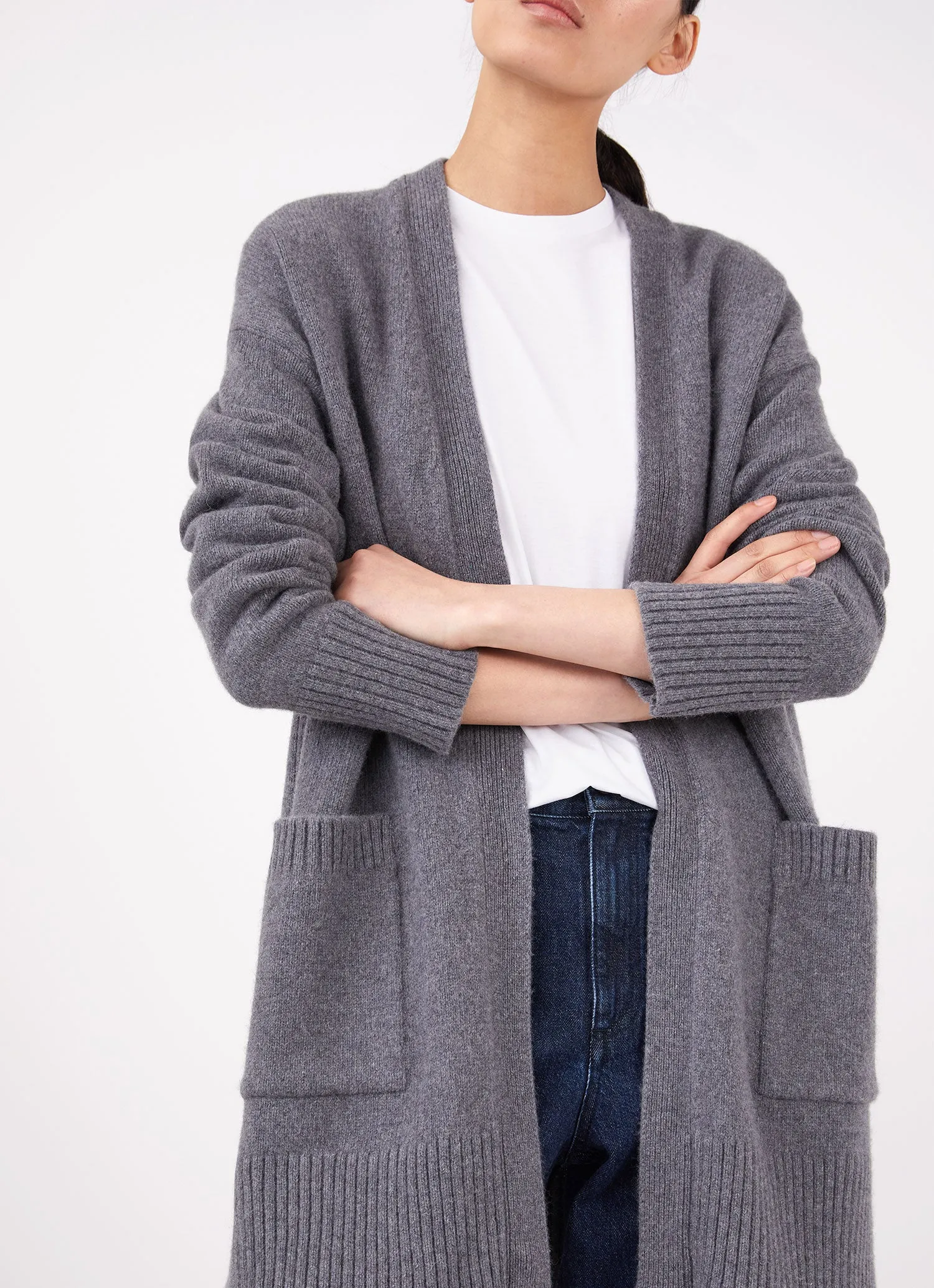 Women's Cardigan Coat in Mid Grey Melange sold by Sunspel product image thumbnail 3