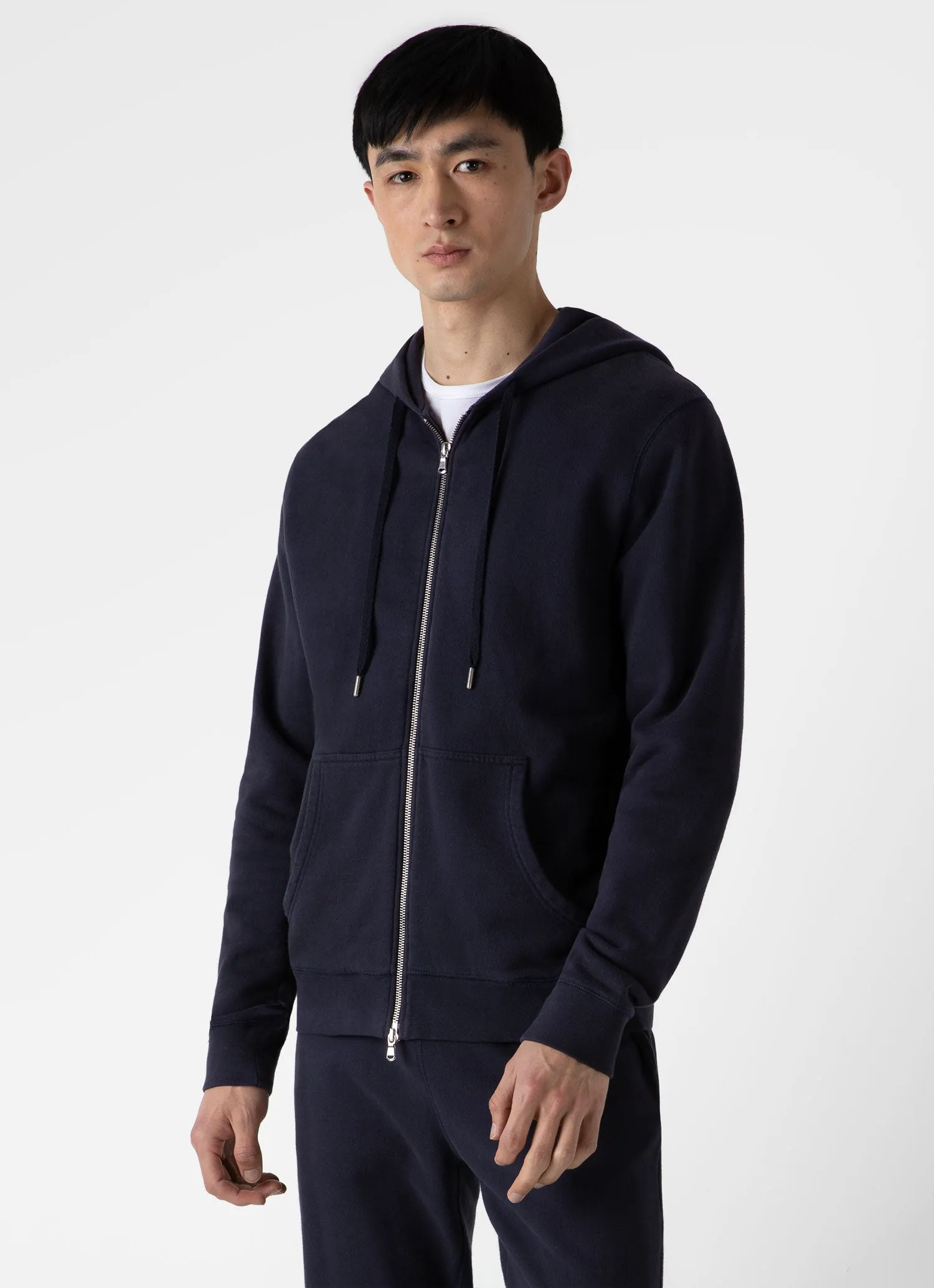 Men's Loopback Zip Hoodie in Navy sold by Sunspel product image thumbnail 2