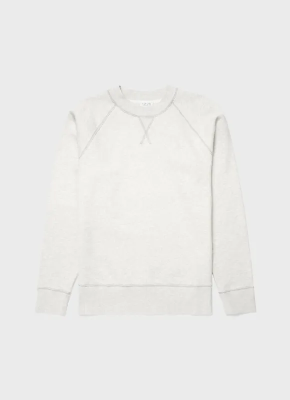 Men's Fleeceback Sweatshirt in Archive White Melange sold by Sunspel