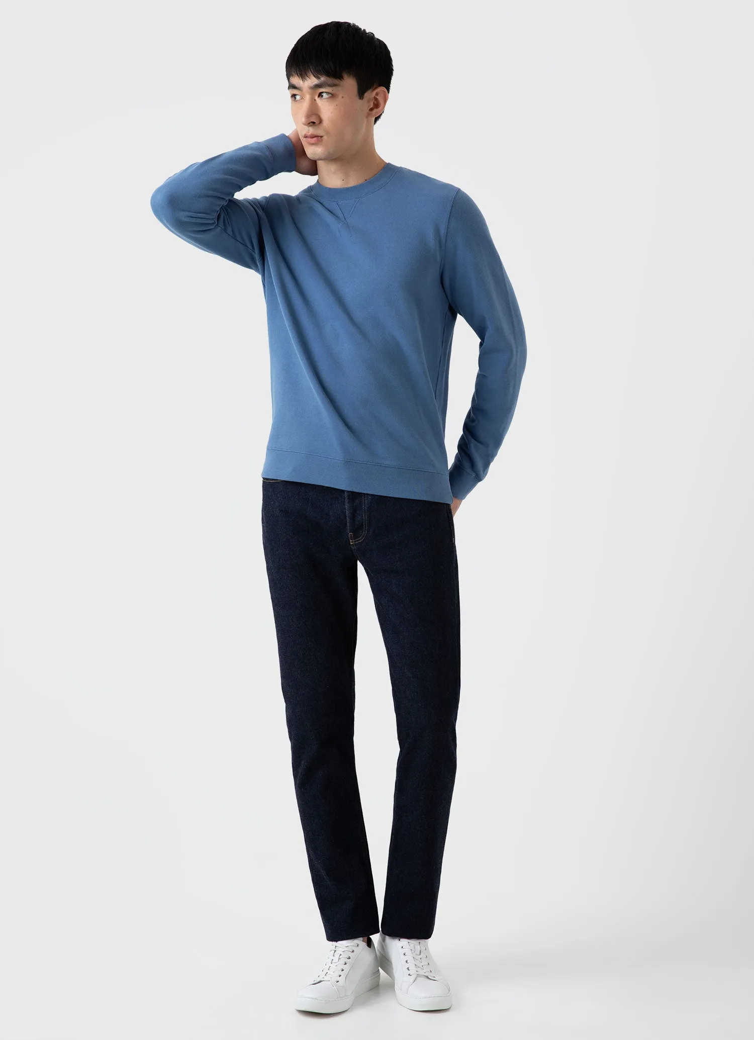 Men's Loopback Sweatshirt in Bluestone sold by Sunspel product image thumbnail 3