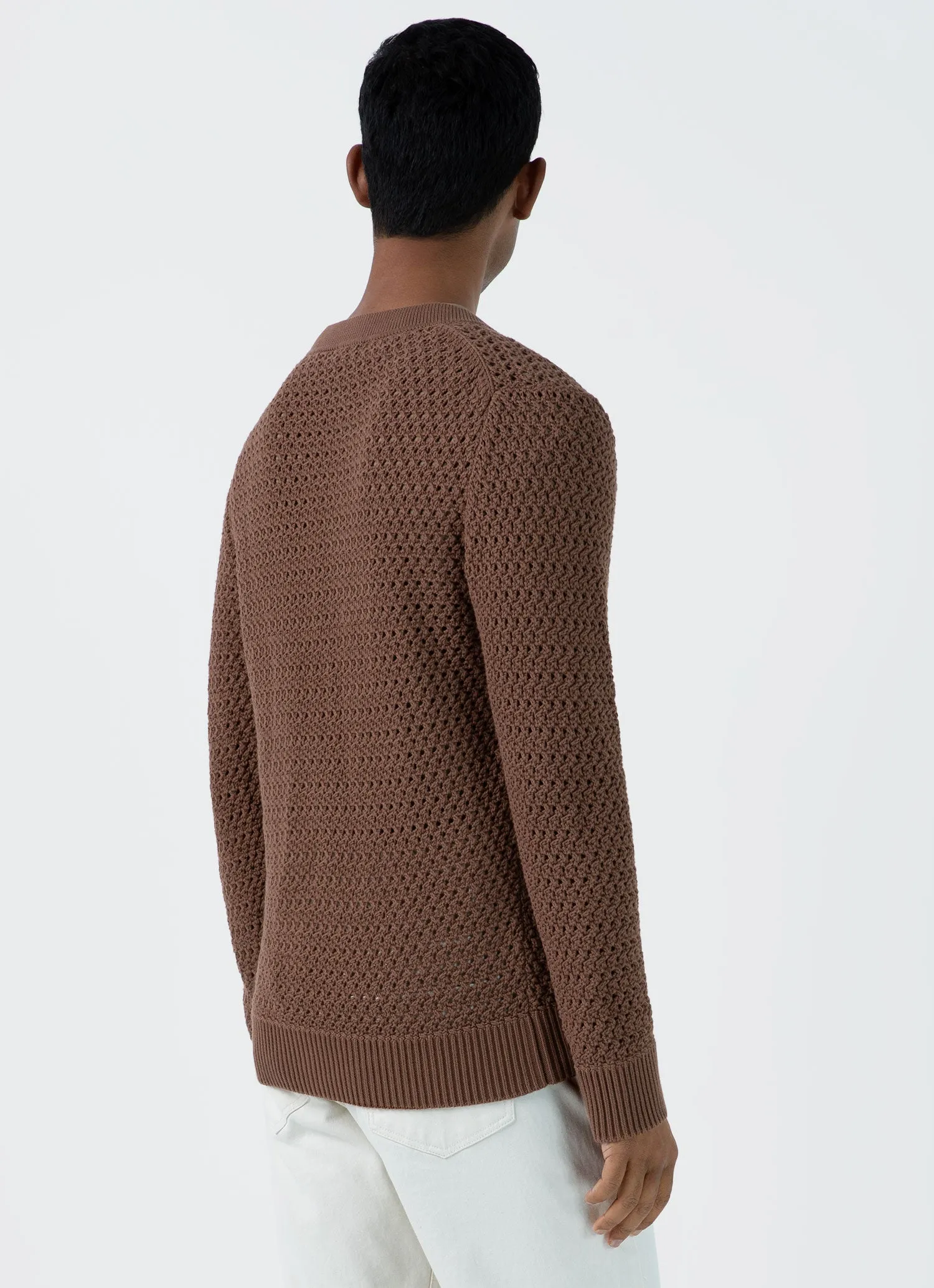Men's Open Stitch Cardigan in Brown sold by Sunspel product image thumbnail 5