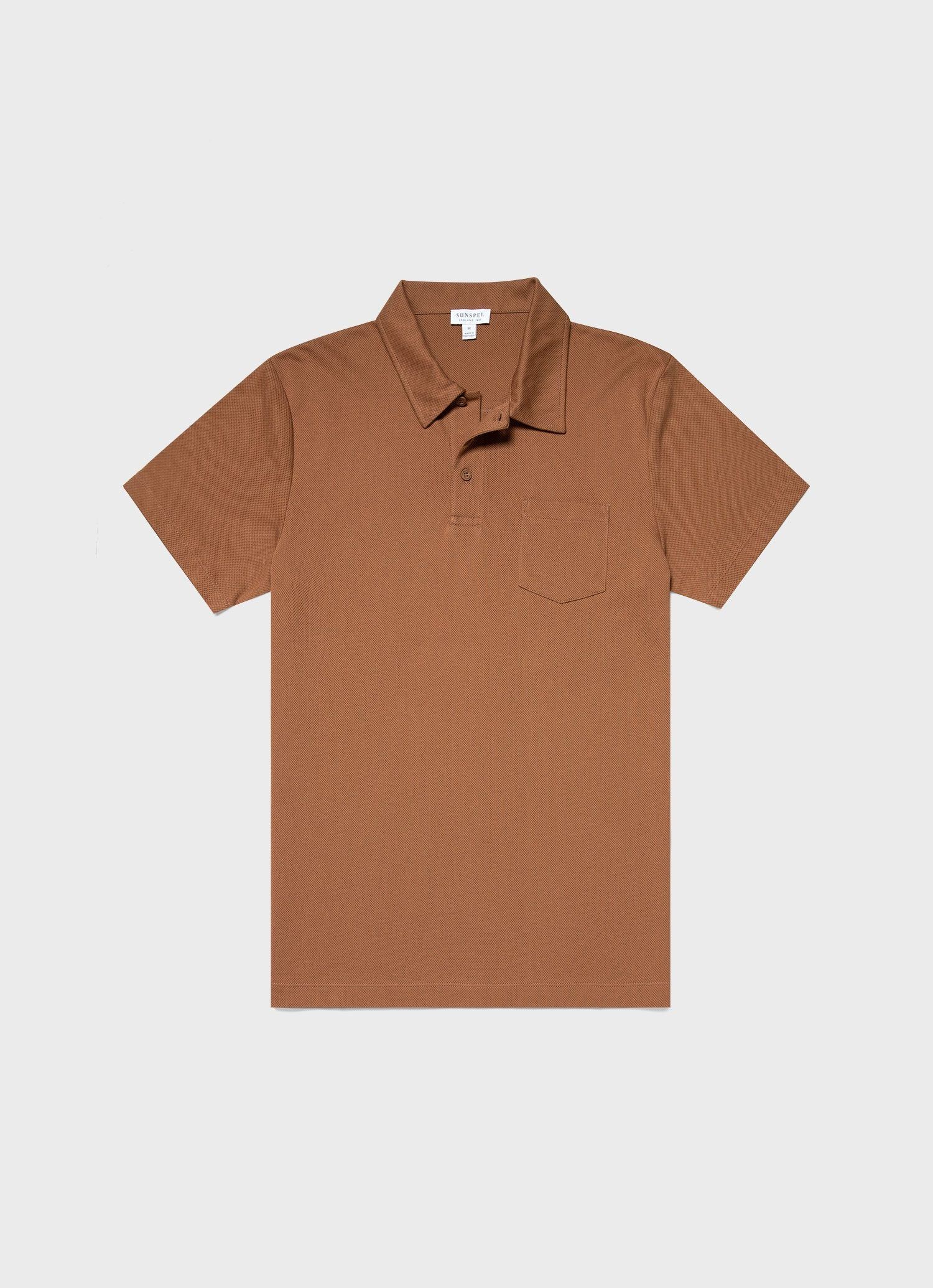 Men's Riviera Polo Shirt in Gingerbread sold by Sunspel