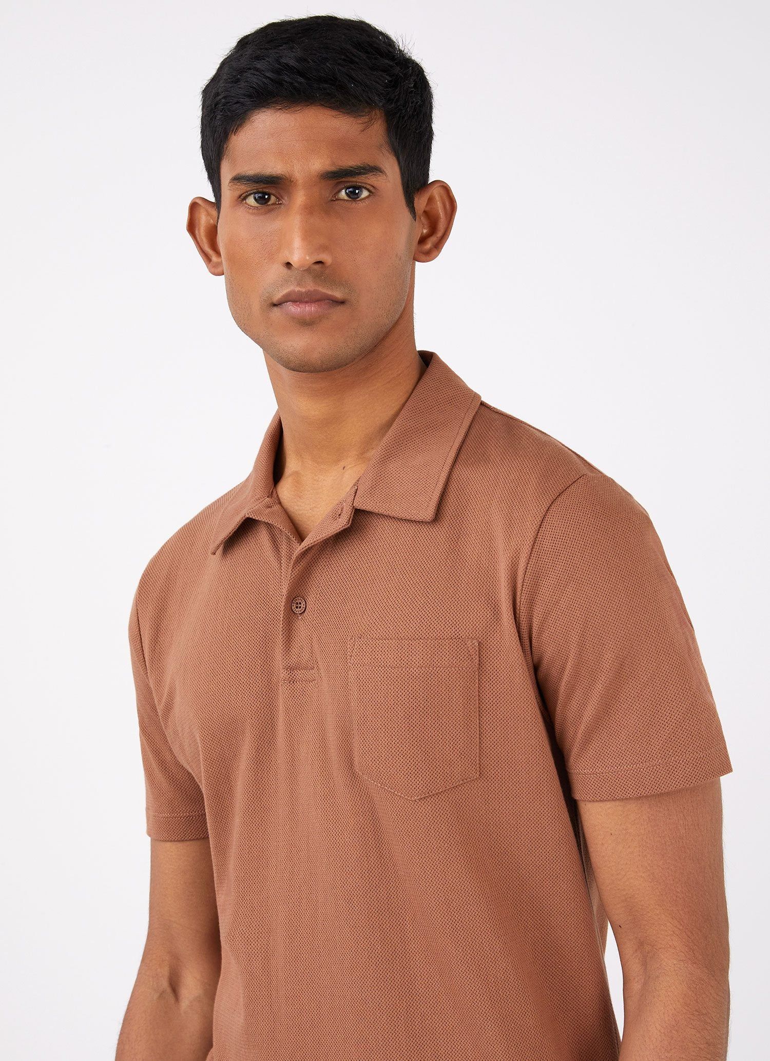 Men's Riviera Polo Shirt in Gingerbread sold by Sunspel product image thumbnail 5