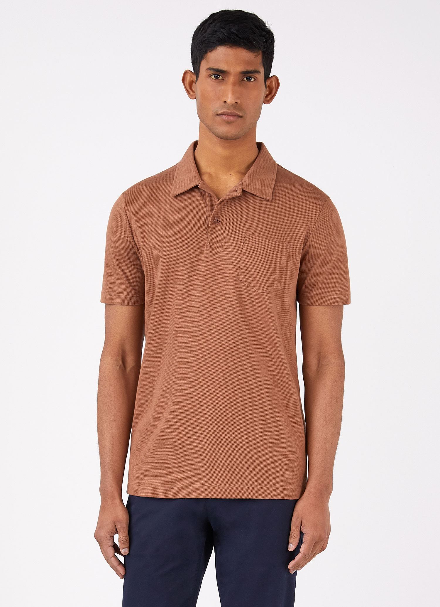 Men's Riviera Polo Shirt in Gingerbread sold by Sunspel product image thumbnail 2