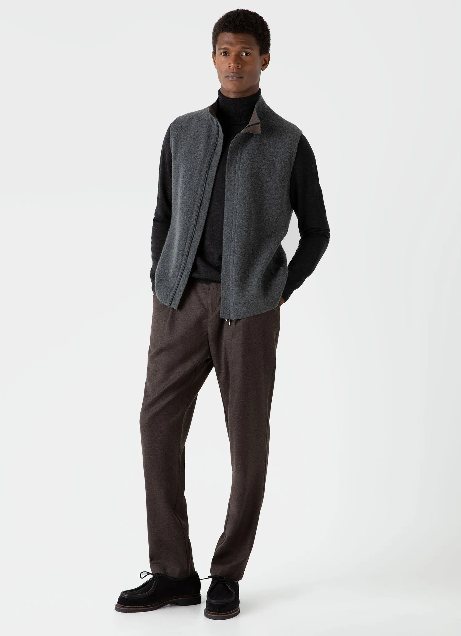 Men's Extra-Fine Merino Roll Neck in Charcoal Melange sold by Sunspel product image thumbnail 3