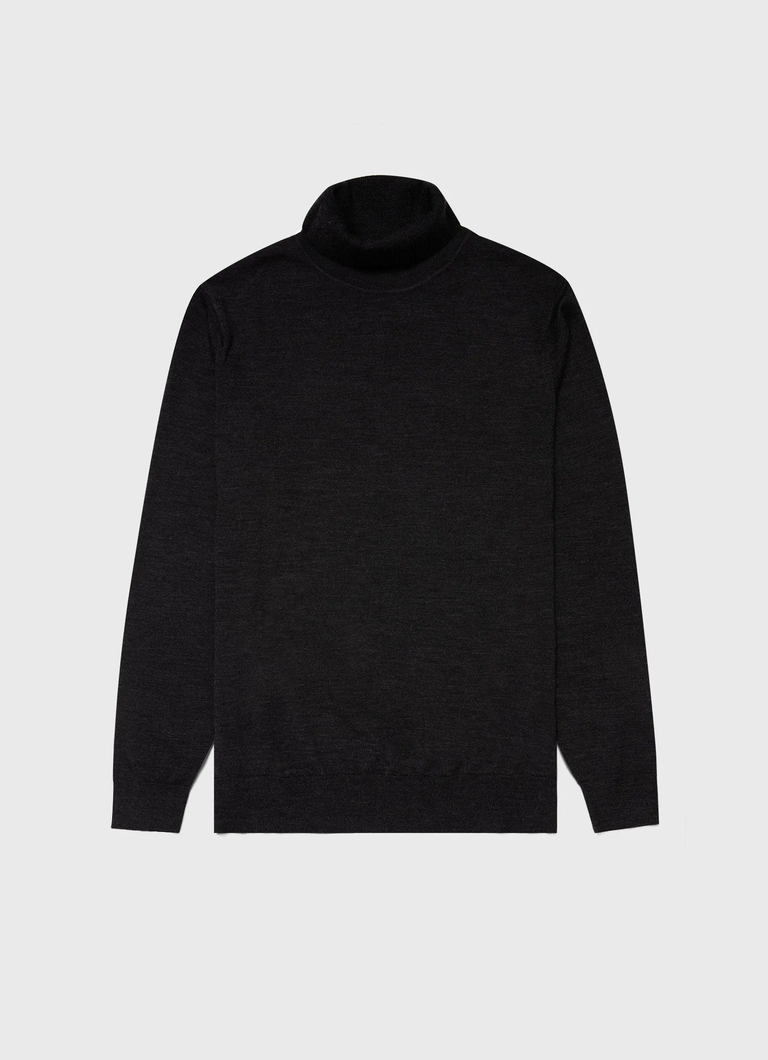 Men's Extra-Fine Merino Roll Neck in Charcoal Melange sold by Sunspel