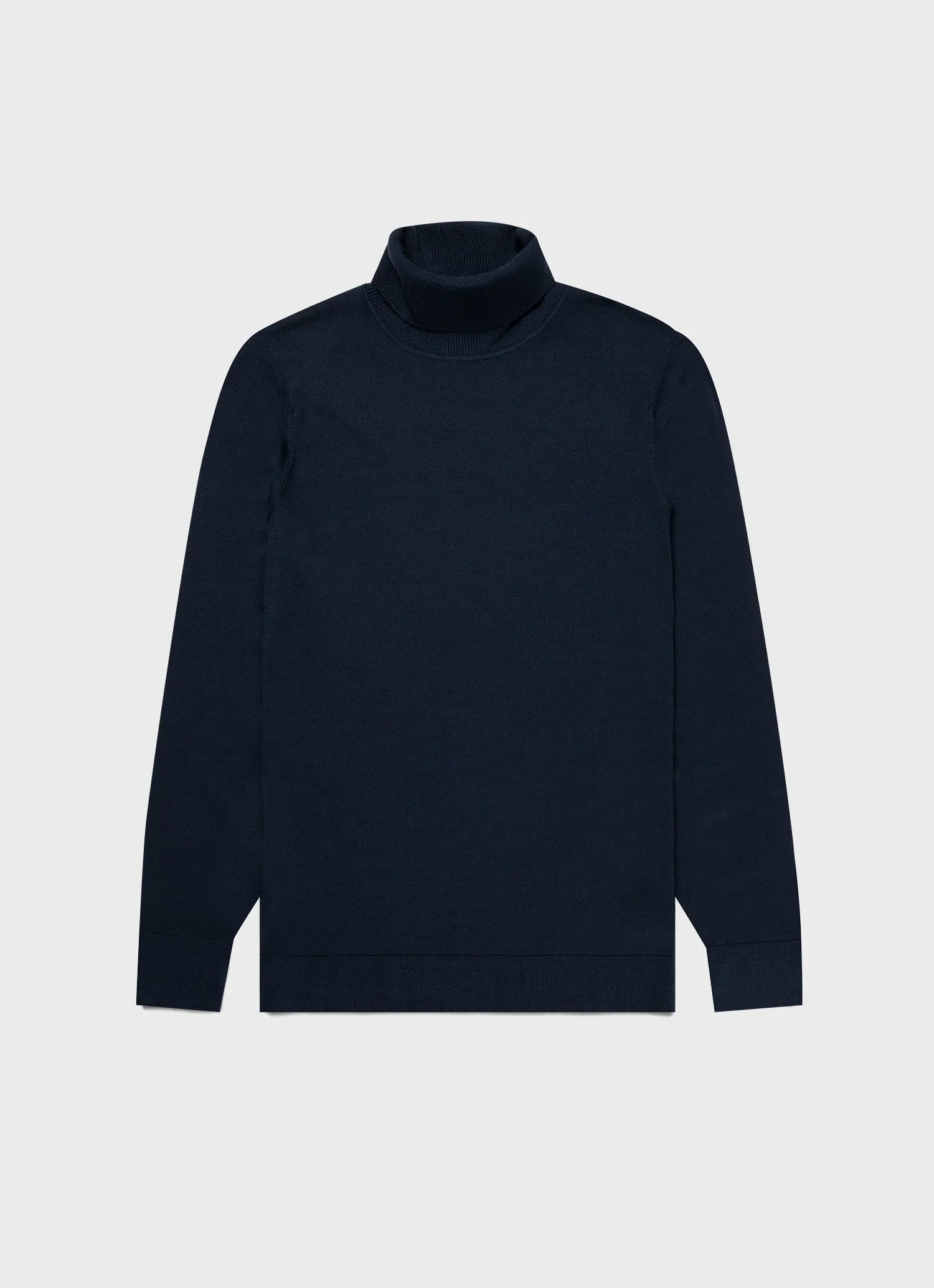 Men's Extra-Fine Merino Roll Neck in Light Navy sold by Sunspel