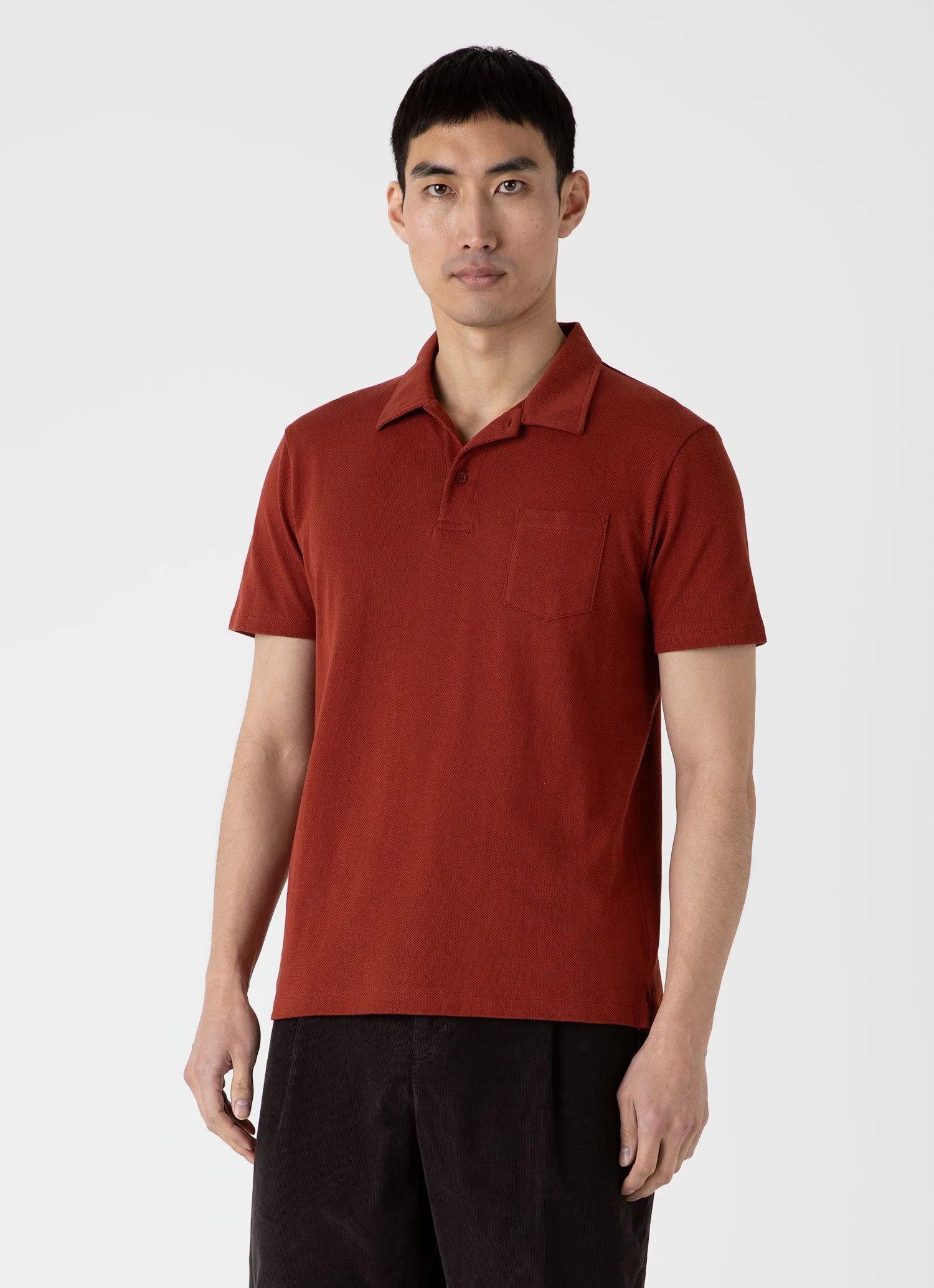 Men's Riviera Polo Shirt in Rust sold by Sunspel product image thumbnail 2