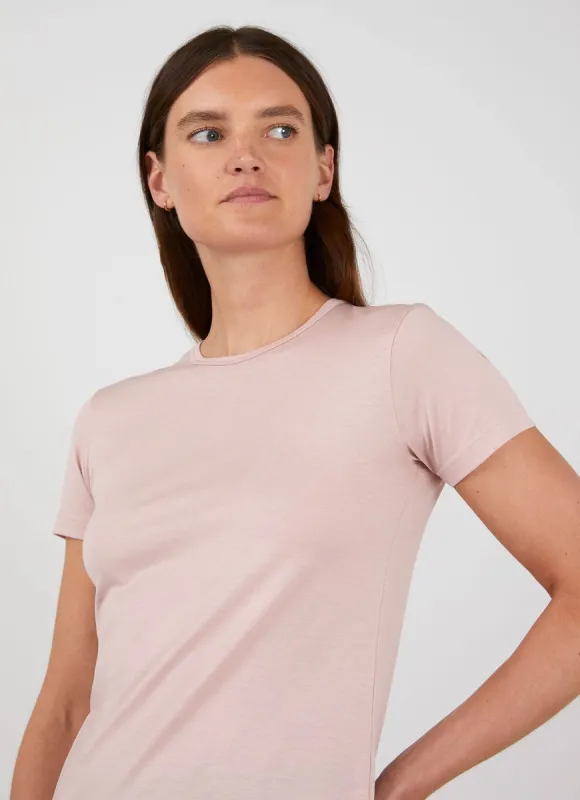 Women's Classic T-shirt in Shell Pink sold by Sunspel