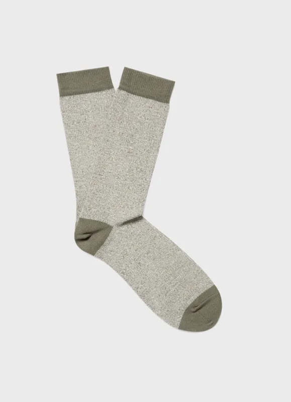 Men's Cotton Socks in Pale Khaki Twist sold by Sunspel