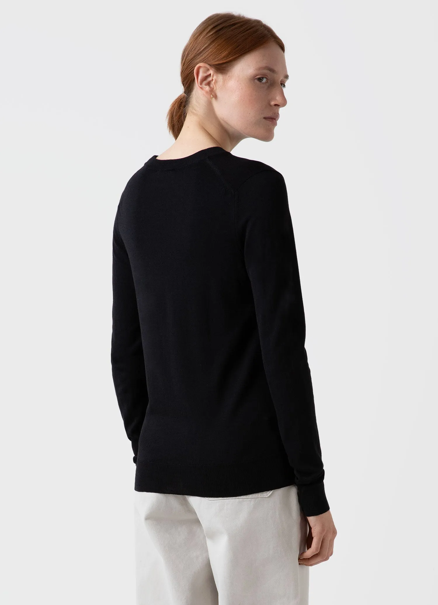 Women's Merino Silk Crew Neck jumper in Black sold by Sunspel product image thumbnail 4