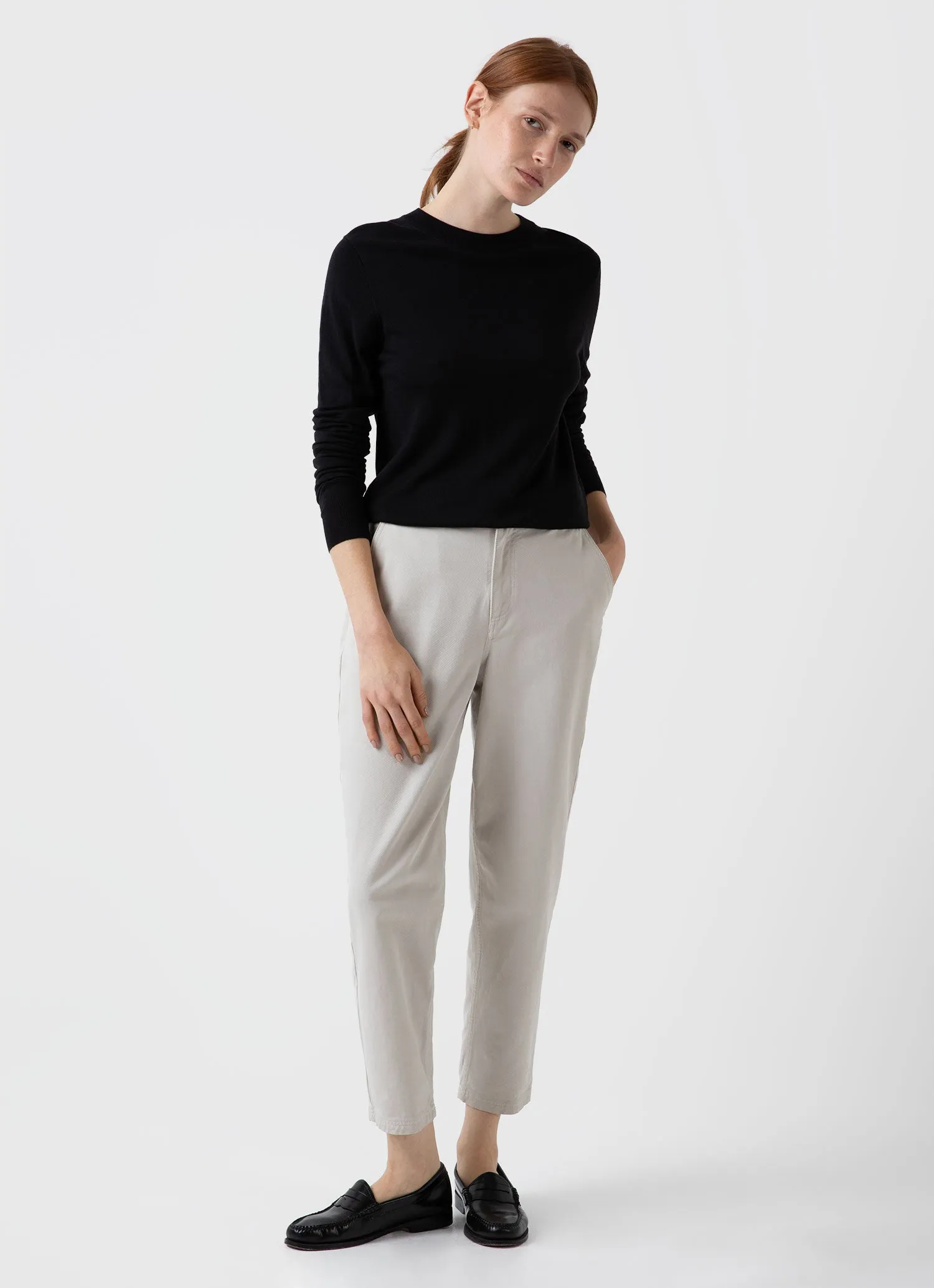 Women's Merino Silk Crew Neck jumper in Black sold by Sunspel product image thumbnail 3