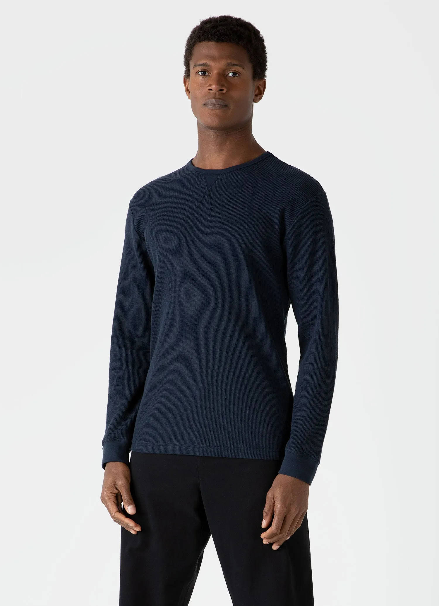 Men's Long Sleeve Waffle T-shirt in Navy sold by Sunspel product image thumbnail 2