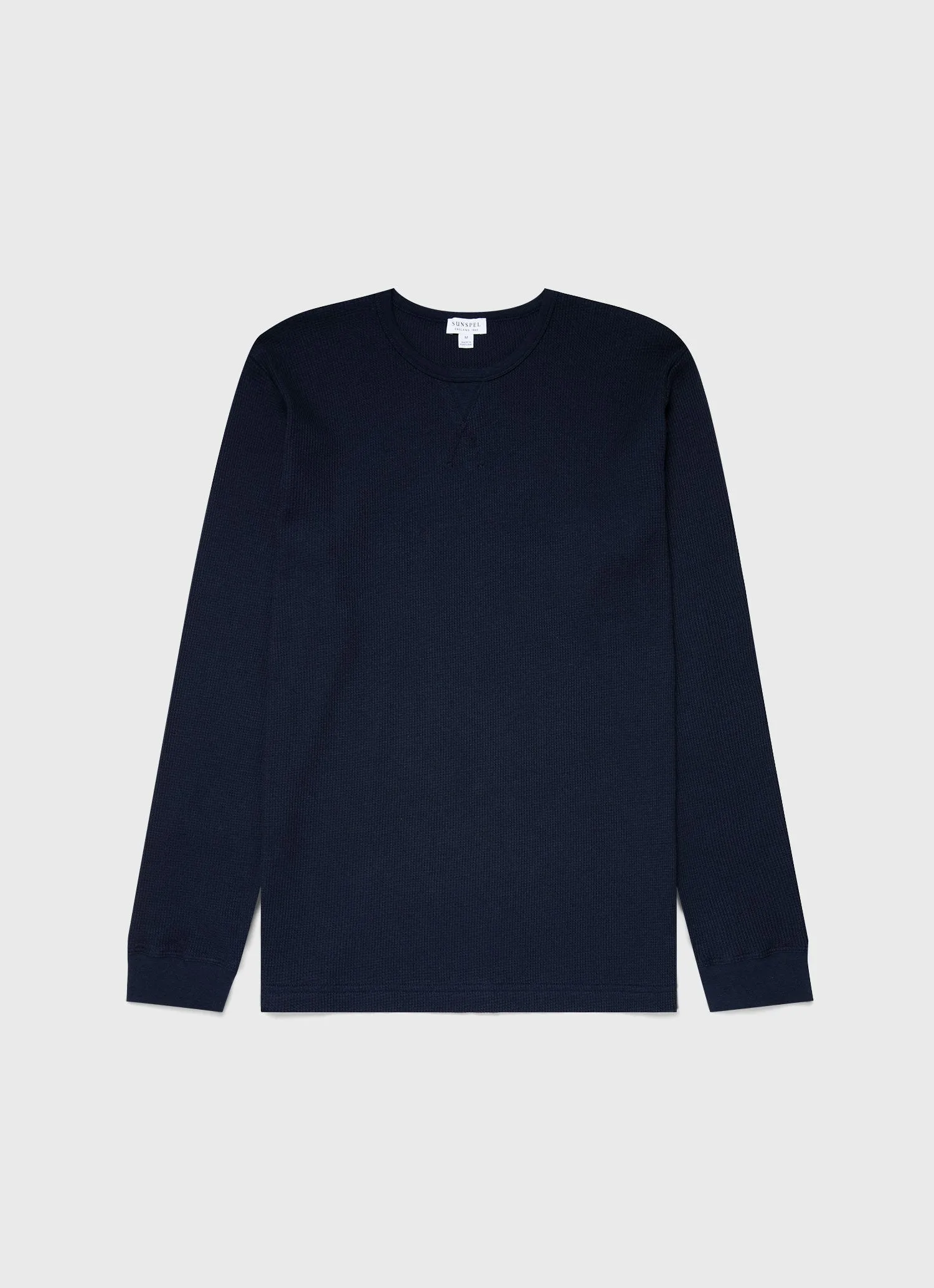 Men's Long Sleeve Waffle T-shirt in Navy sold by Sunspel