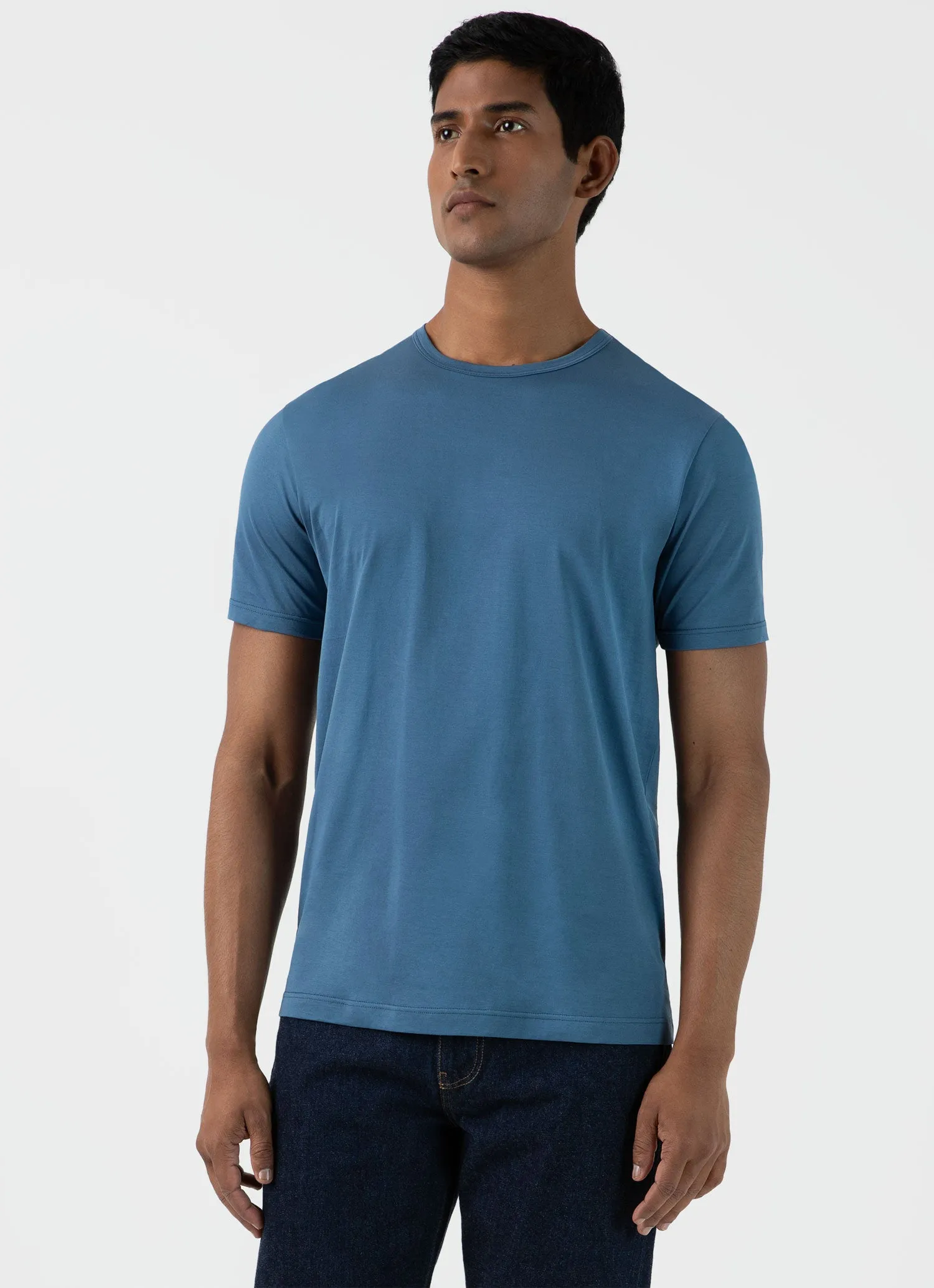 Men's Classic T-shirt in Steel Blue sold by Sunspel product image thumbnail 2