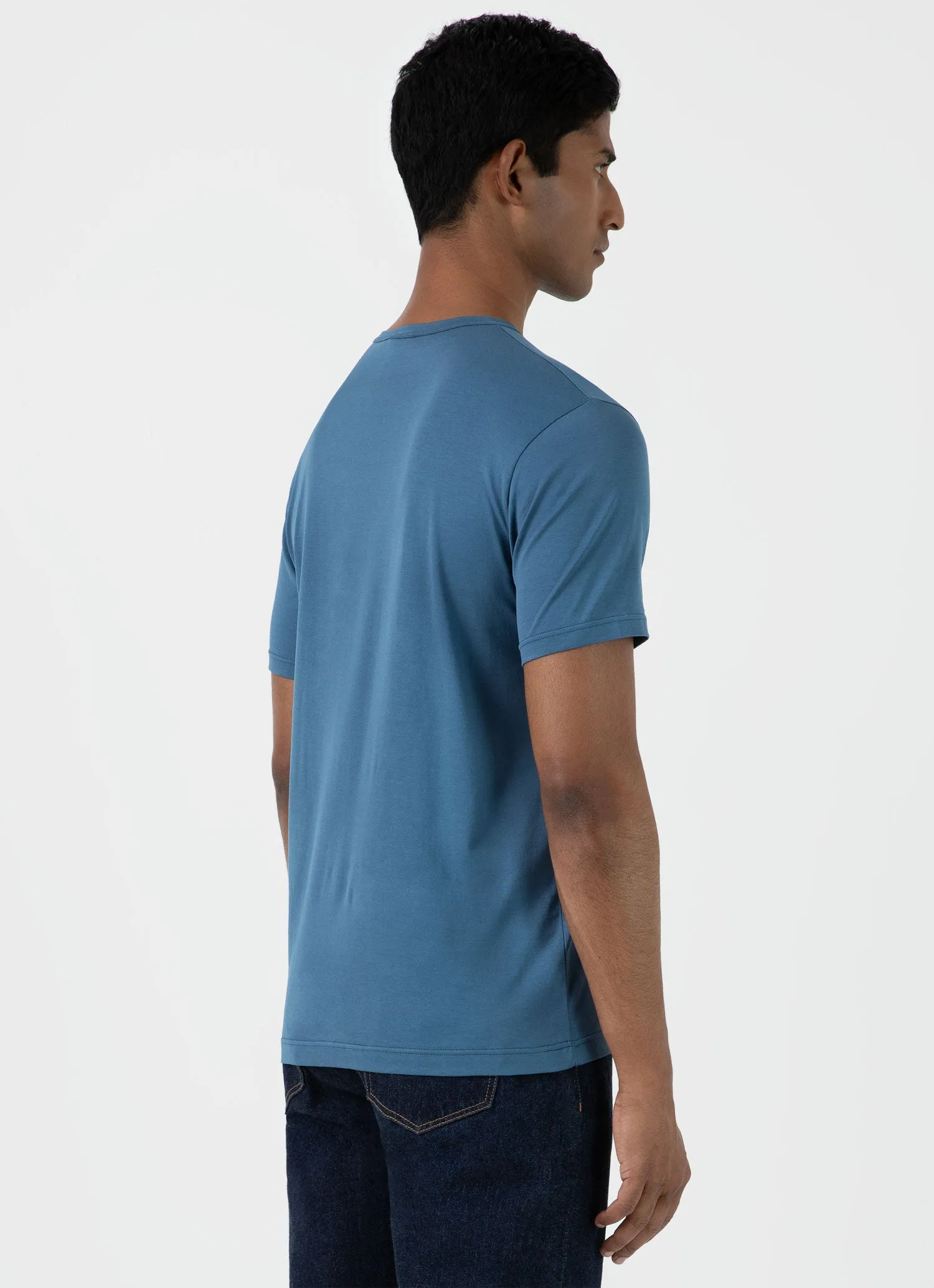 Men's Classic T-shirt in Steel Blue sold by Sunspel product image thumbnail 5