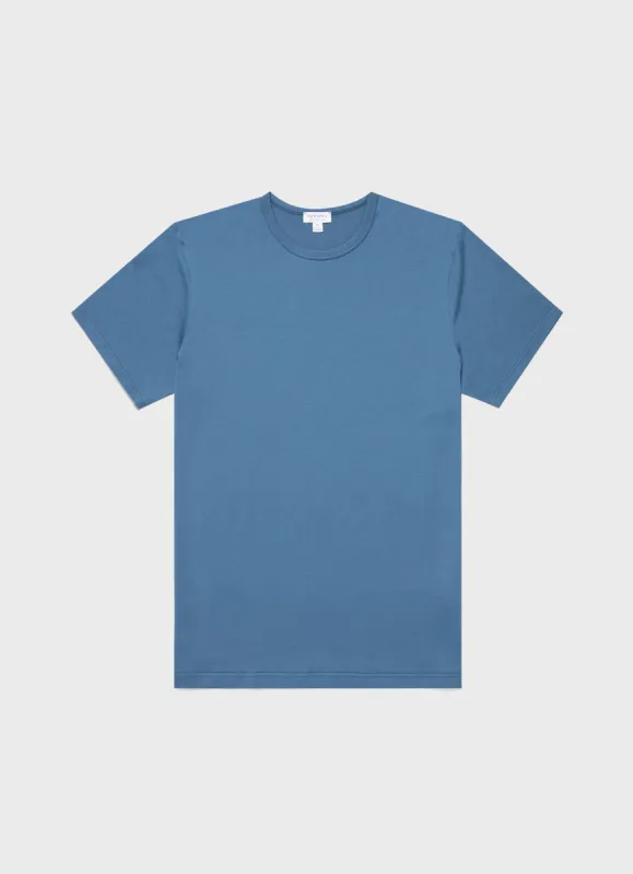Men's Classic T-shirt in Steel Blue sold by Sunspel