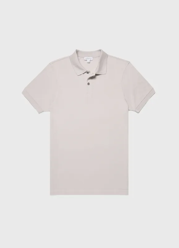 Men's Piqué Polo Shirt in Putty sold by Sunspel