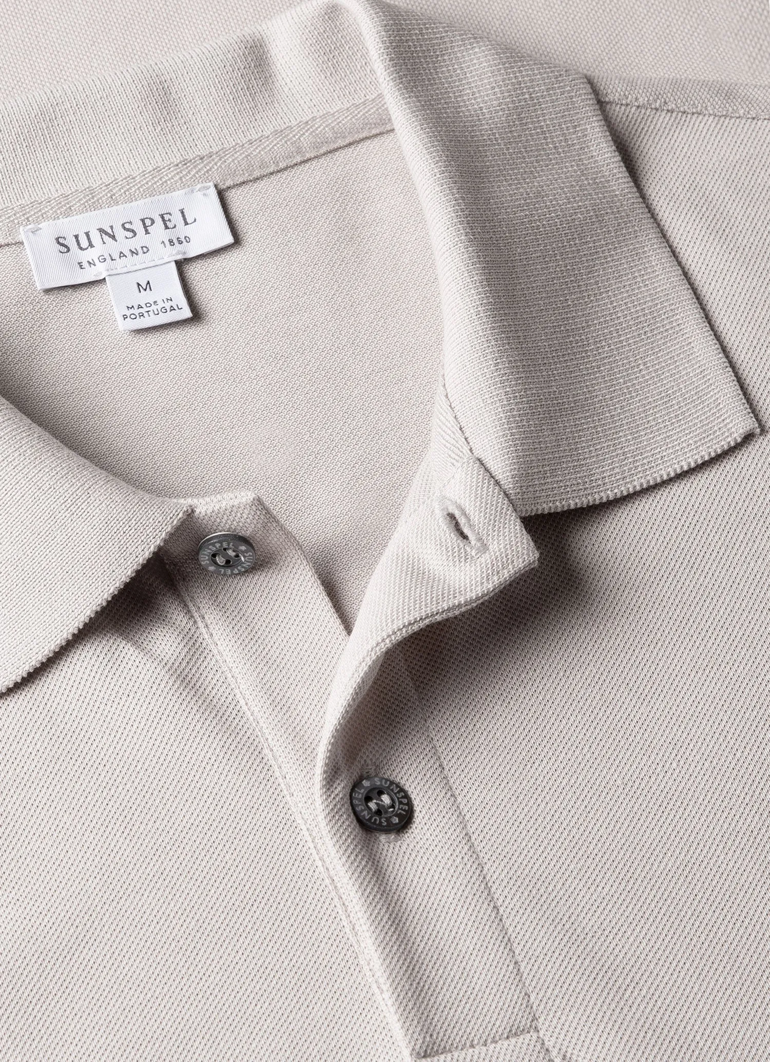 Men's Piqué Polo Shirt in Putty sold by Sunspel product image thumbnail 4