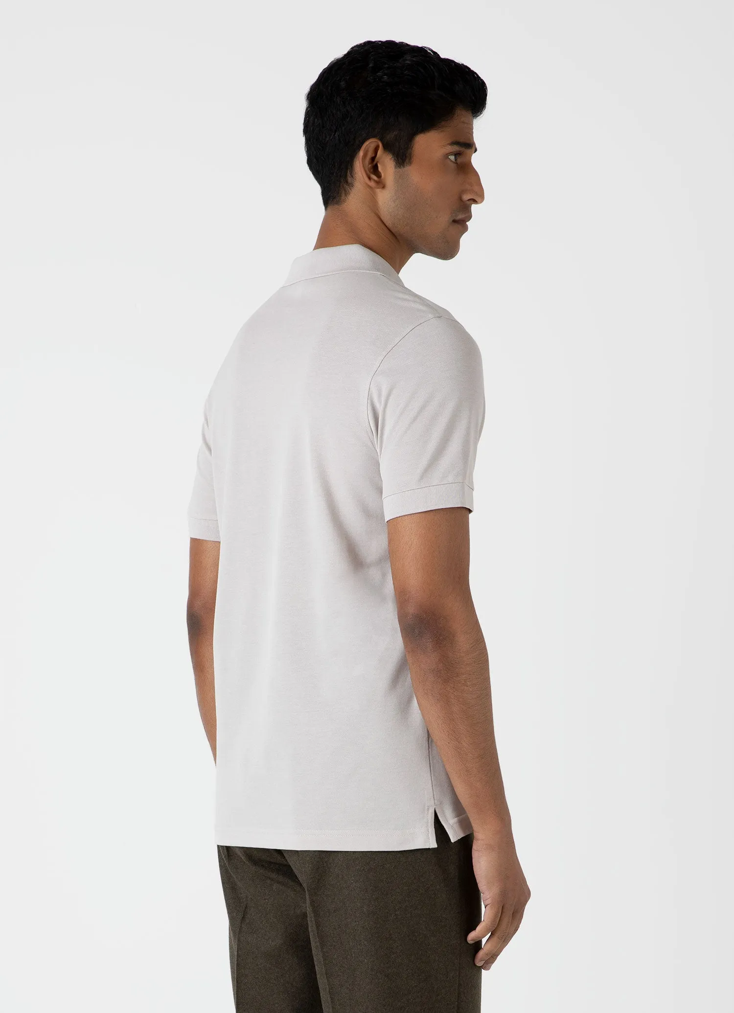 Men's Piqué Polo Shirt in Putty sold by Sunspel product image thumbnail 5