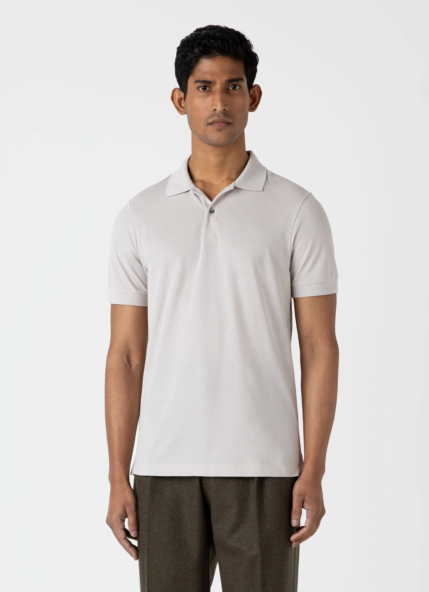 Men's Piqué Polo Shirt in Putty sold by Sunspel product image thumbnail 2