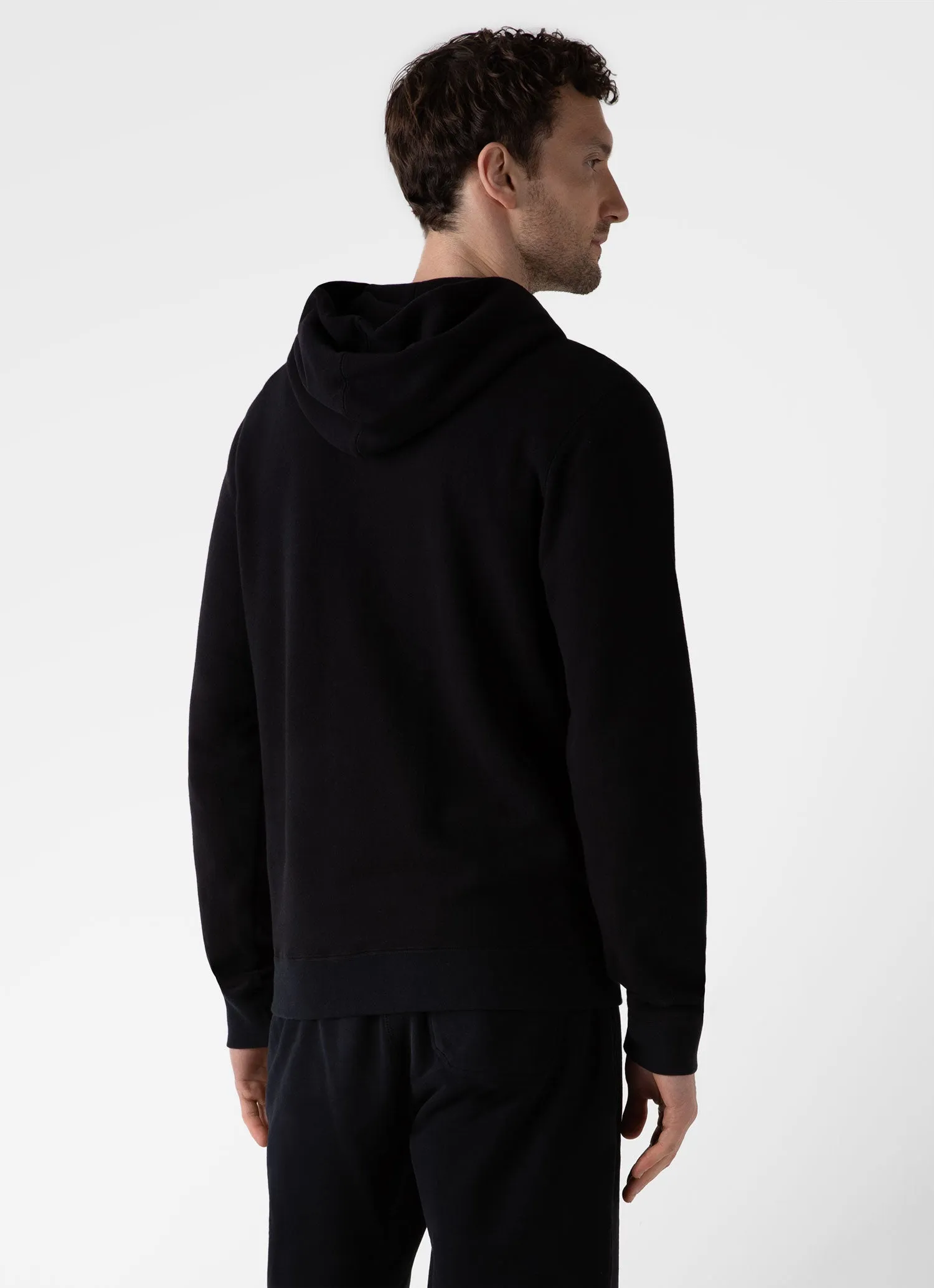 Men's Loopback Zip Hoodie in Black sold by Sunspel product image thumbnail 5