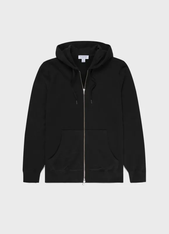 Men's Loopback Zip Hoodie in Black sold by Sunspel