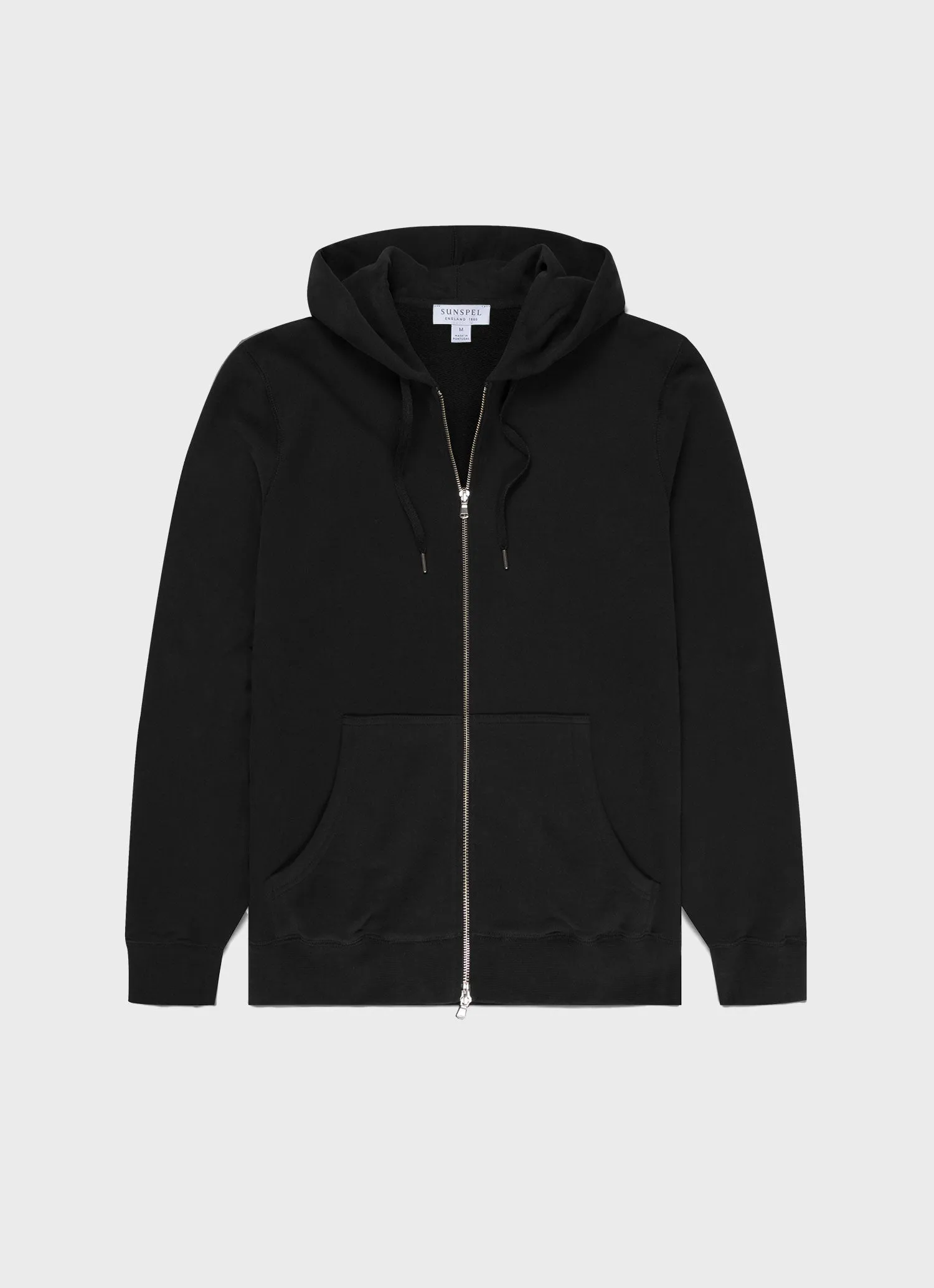Men's Loopback Zip Hoodie in Black sold by Sunspel