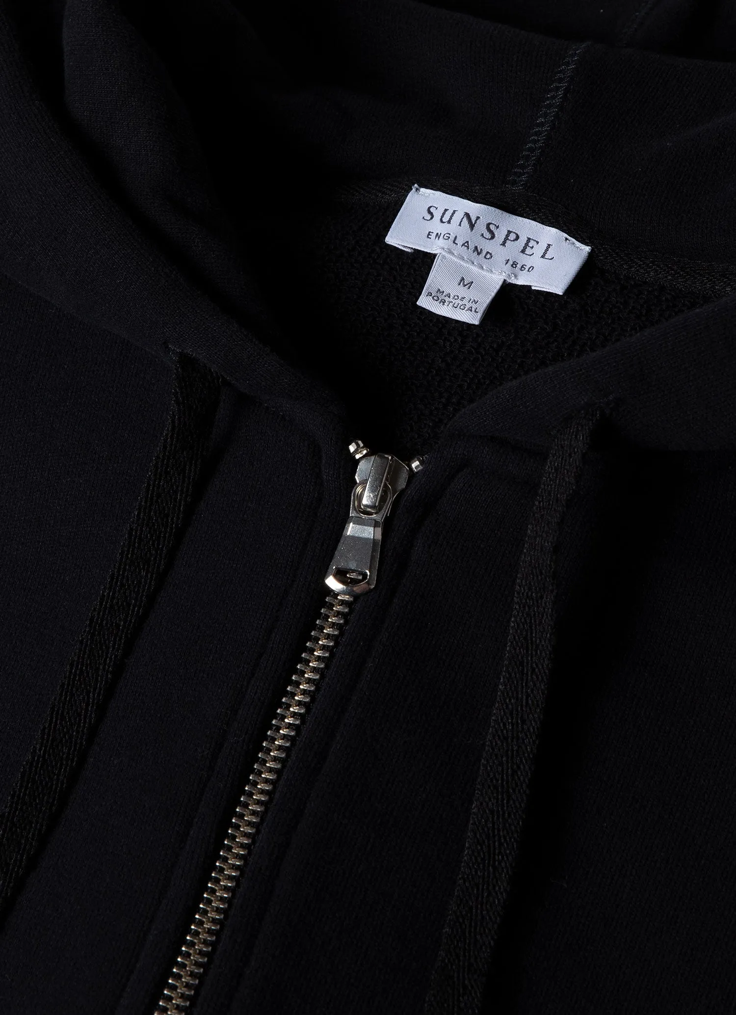 Men's Loopback Zip Hoodie in Black sold by Sunspel product image thumbnail 4