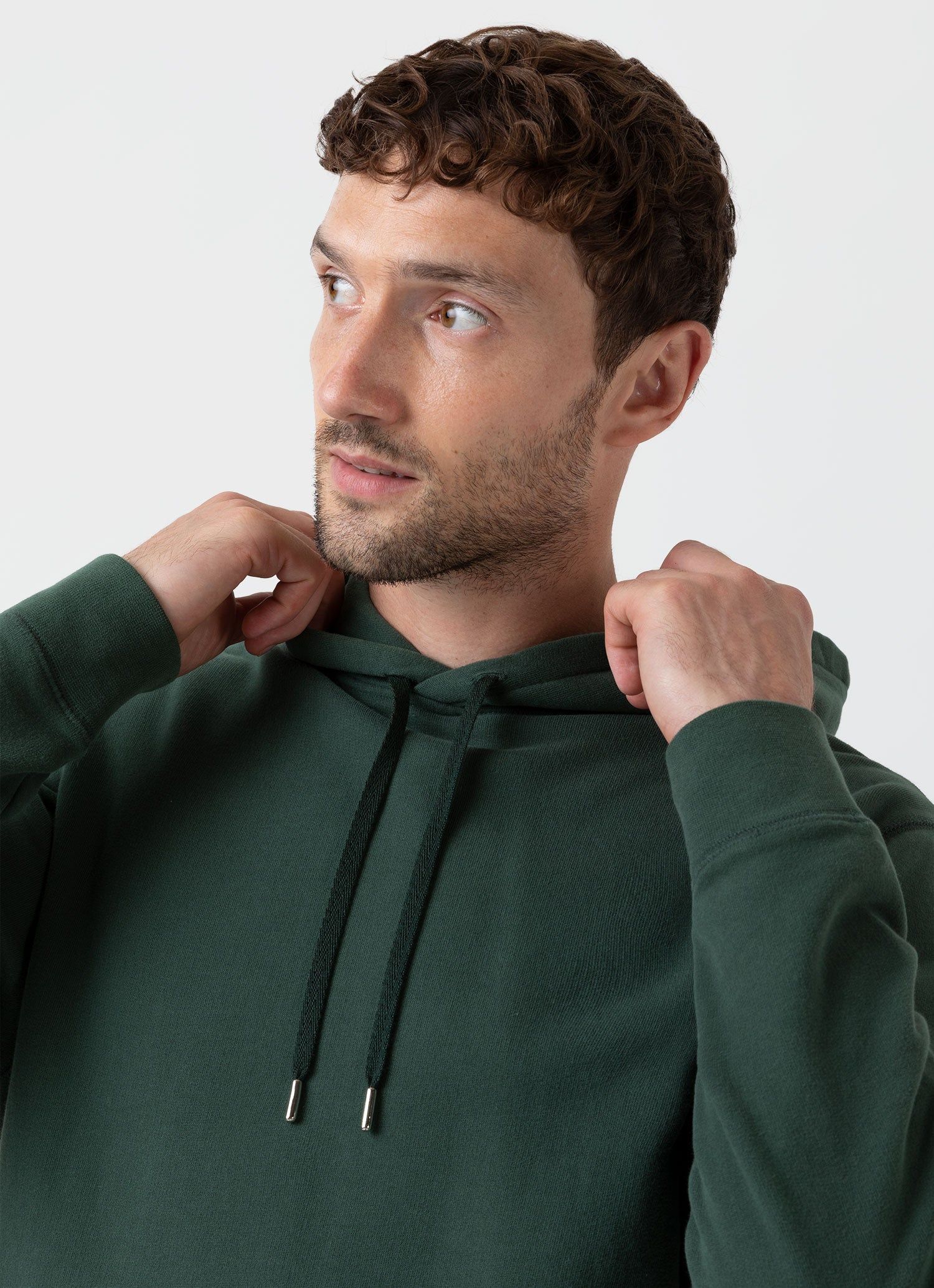 Men's Loopback Hoody in Dark Green sold by Sunspel product image thumbnail 2