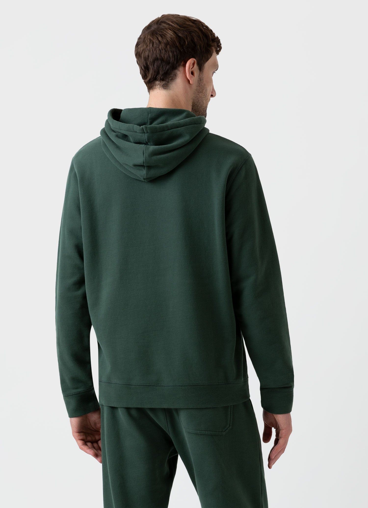 Men's Loopback Hoody in Dark Green sold by Sunspel product image thumbnail 4