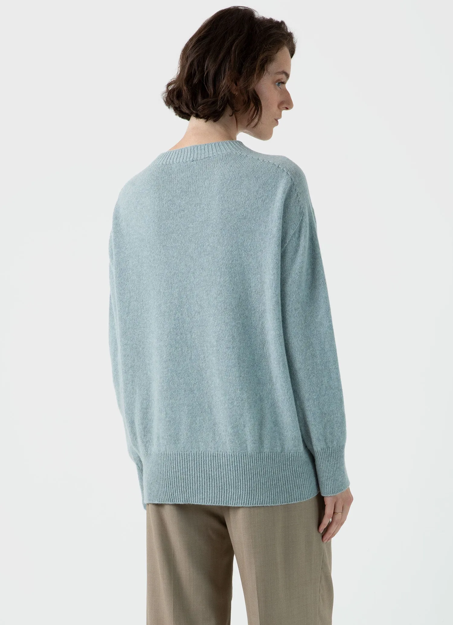 Women's Lambswool Crewneck Jumper in Blue Sage sold by Sunspel product image thumbnail 4
