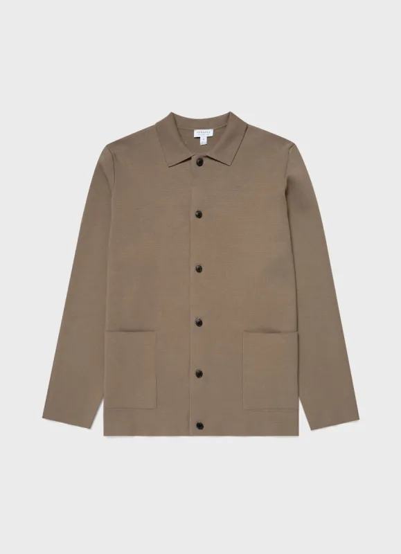 Men's Milano Knit Jacket in Dark Stone sold by Sunspel