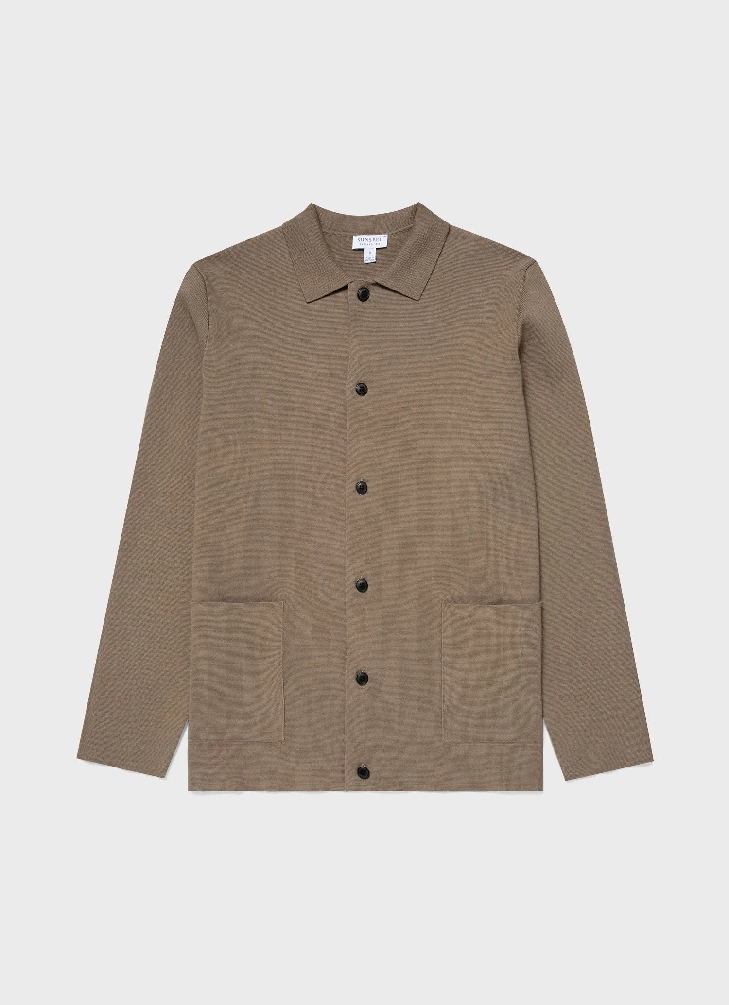 Men's Milano Knit Jacket in Dark Stone sold by Sunspel