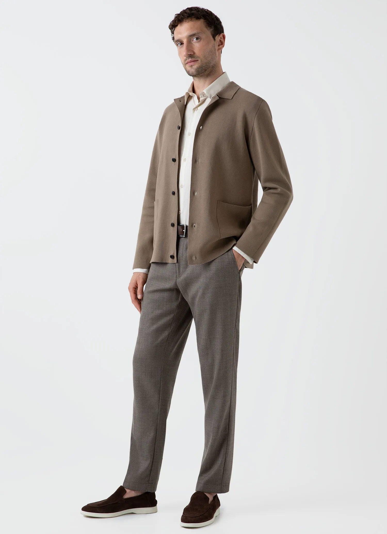 Men's Milano Knit Jacket in Dark Stone sold by Sunspel product image thumbnail 3