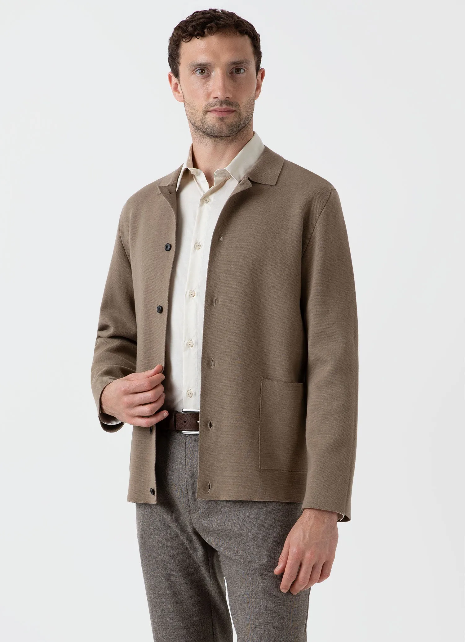 Men's Milano Knit Jacket in Dark Stone sold by Sunspel product image thumbnail 2