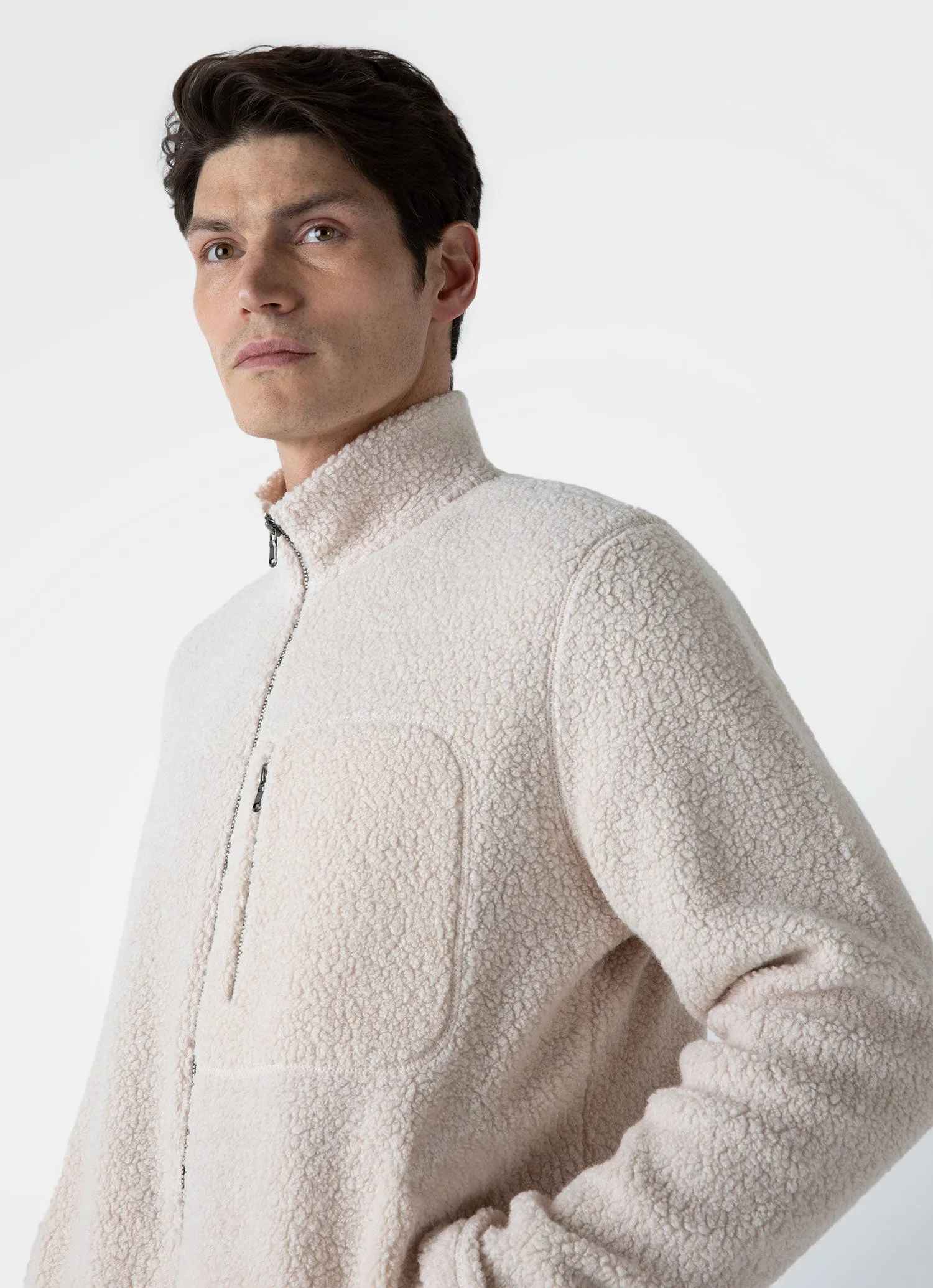 Men's Wool Fleece Jacket in Ecru sold by Sunspel product image thumbnail 5