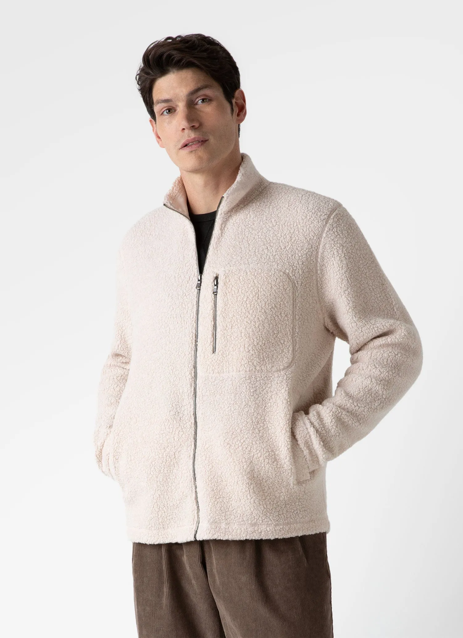 Men's Wool Fleece Jacket in Ecru sold by Sunspel product image thumbnail 2