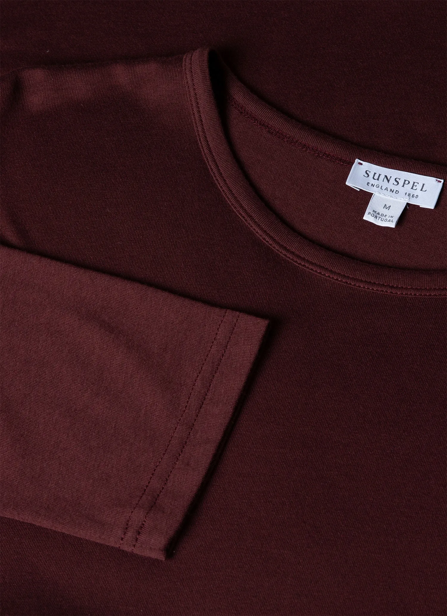 Men's Cotton Modal Lounge Long Sleeve T-shirt in Maroon sold by Sunspel product image thumbnail 4