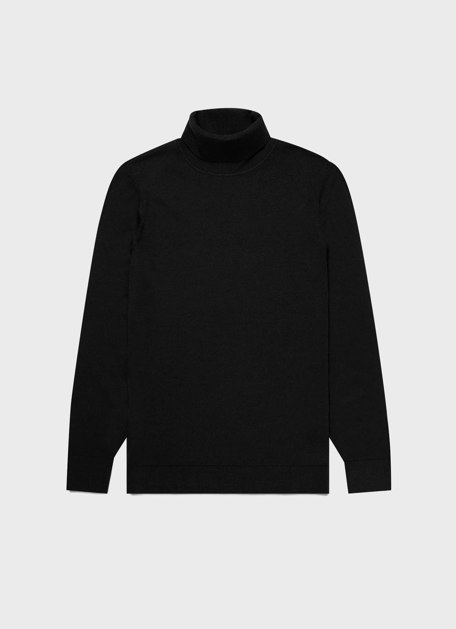 Men's Extra-Fine Merino Roll Neck in Black sold by Sunspel