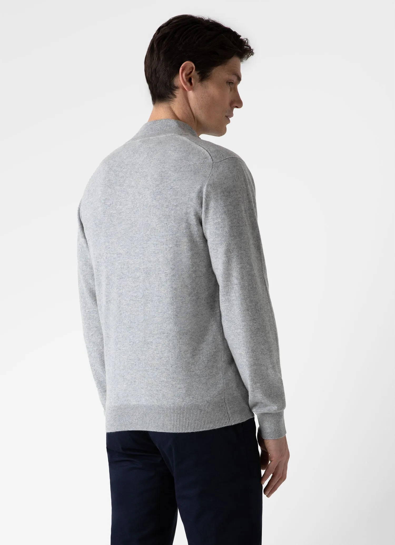 Men's Cashmere Zip Neck Jumper in Grey Melange sold by Sunspel product image thumbnail 5