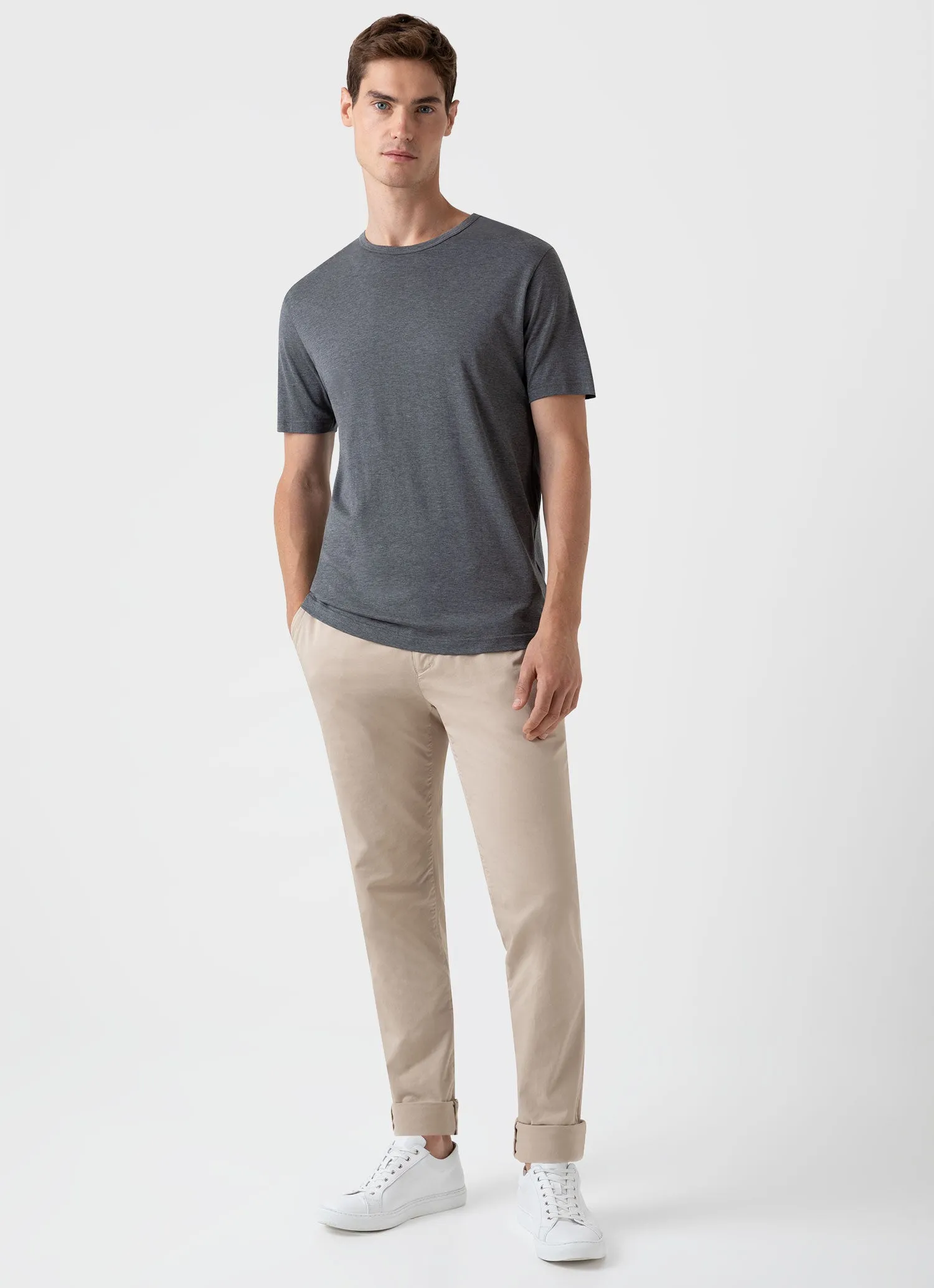 Men's Classic T-shirt in Charcoal Melange sold by Sunspel product image thumbnail 3